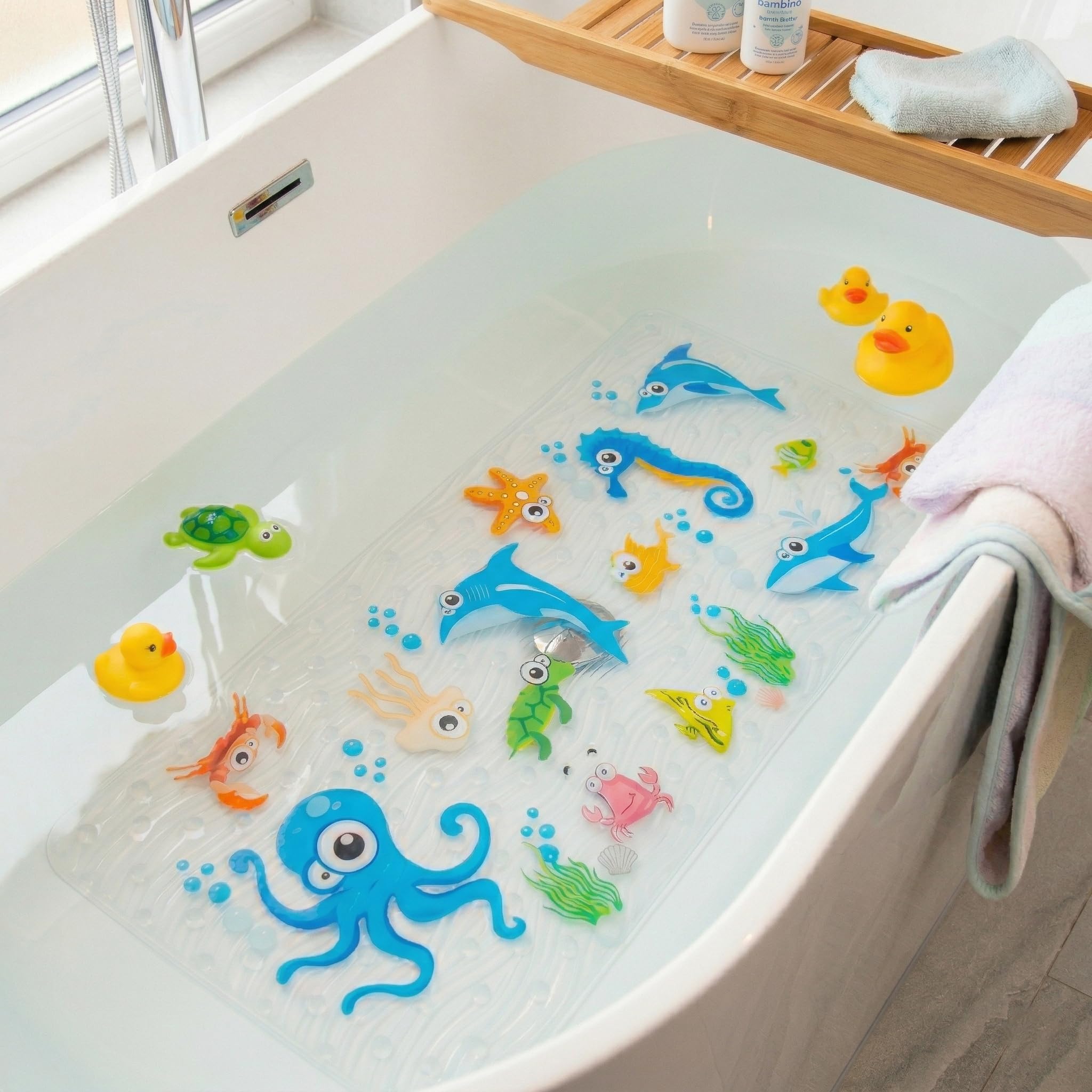 Boppie Ocean Non-Slip Bath Mat Shower Mats,Anti-Slip-Resistant Tub Mats Bathroom Mat Xl Large Bath Mat 89 X 38 Cm( Octopus Zy)
