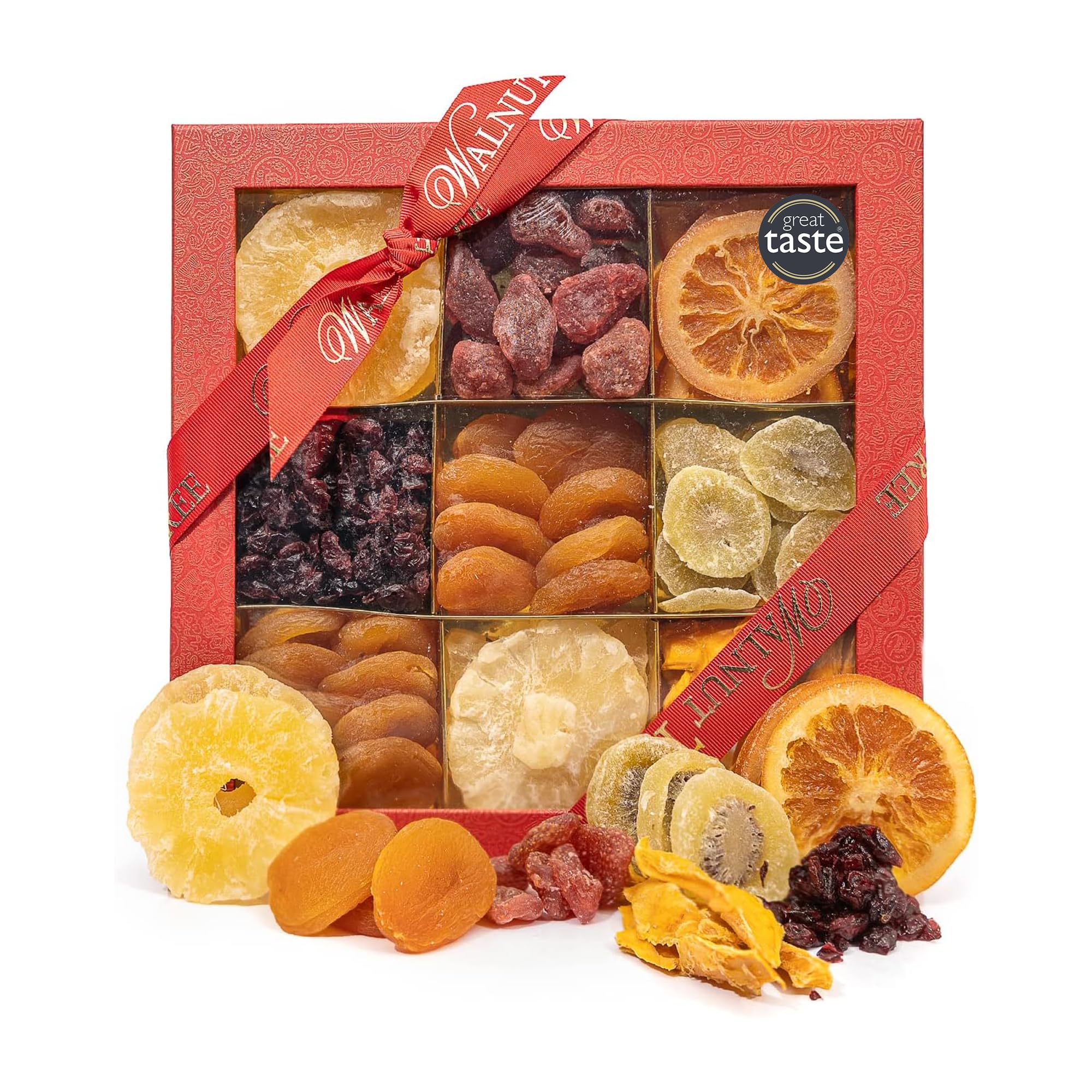 Walnut Tree – Dried Fruit Gift Box – Handpacked in the UK with Pineapple, Strawberry, Orange, Cherry, Apricot, Kiwi, Mango – Vegan, Vegetarian, Halal, Kosher, Gluten Free Diets – 650g