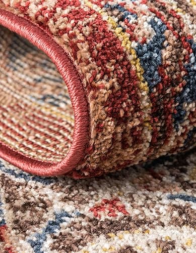 Miniatura 5 de Unique Loom Utopia Collection - Alfombra Larissa (cuadrado 7 pies 10 x 7 pies 10 pulgadas, terracotaazul)