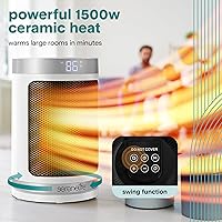 Vista 3 de SereneLife Smart Space Heater – 1500W Indoor Electric Heater with Thermostat, Remote Control, 12-Hour Timer, Wi-Fi Enabled PTC Ceramic Heating for