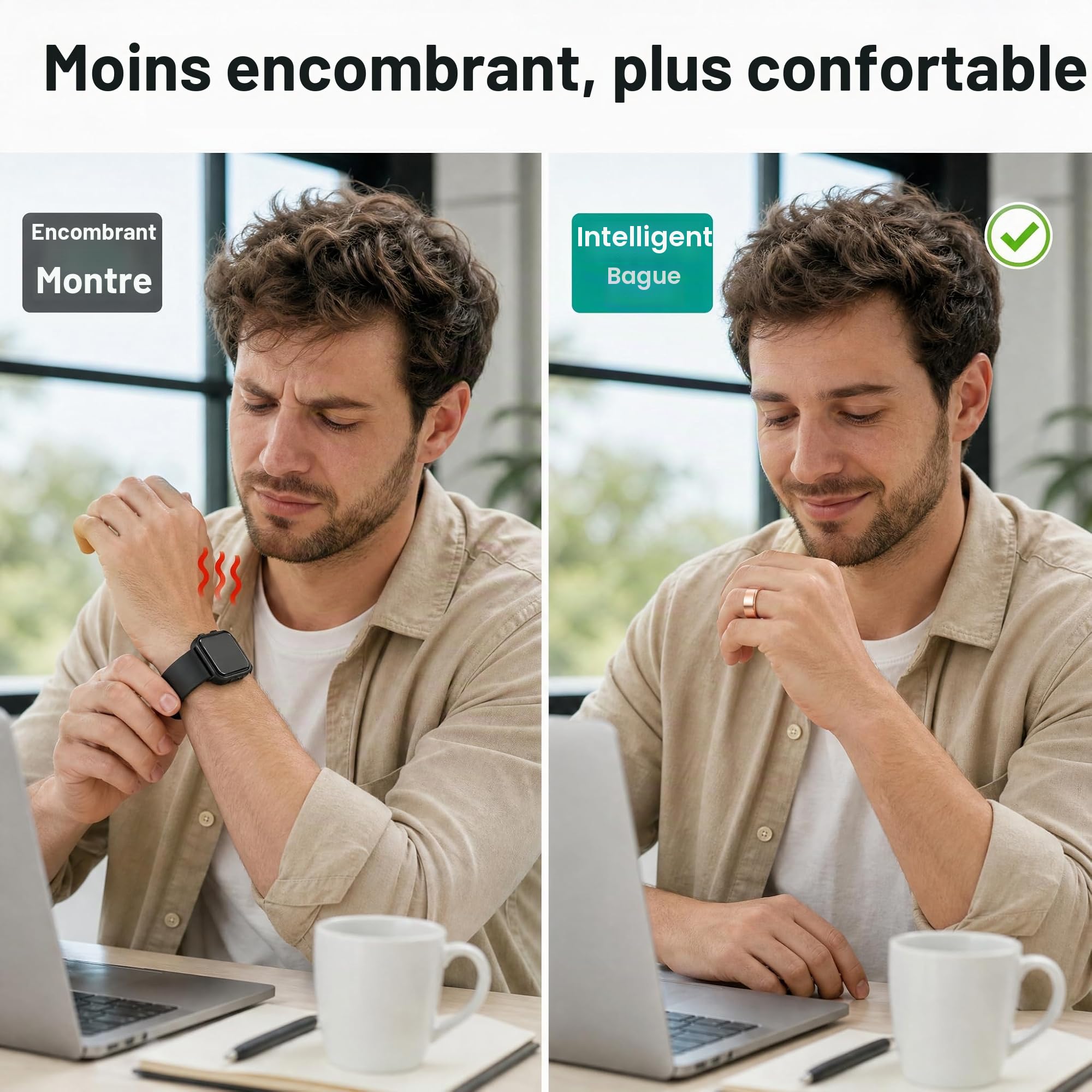 BLESYS Bague Connectée Homme Femme avec Suivi du Sommeil, SPO₂ et podomètre
