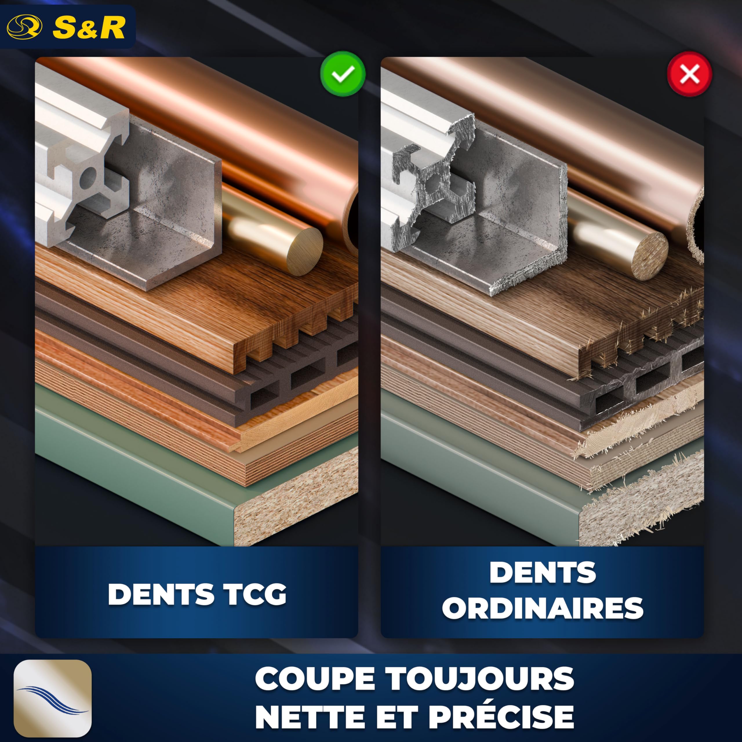 S&R Lame de scie circulaire 254 x 30 mm 96 dents TCT Coupe Bois Multimatériaux