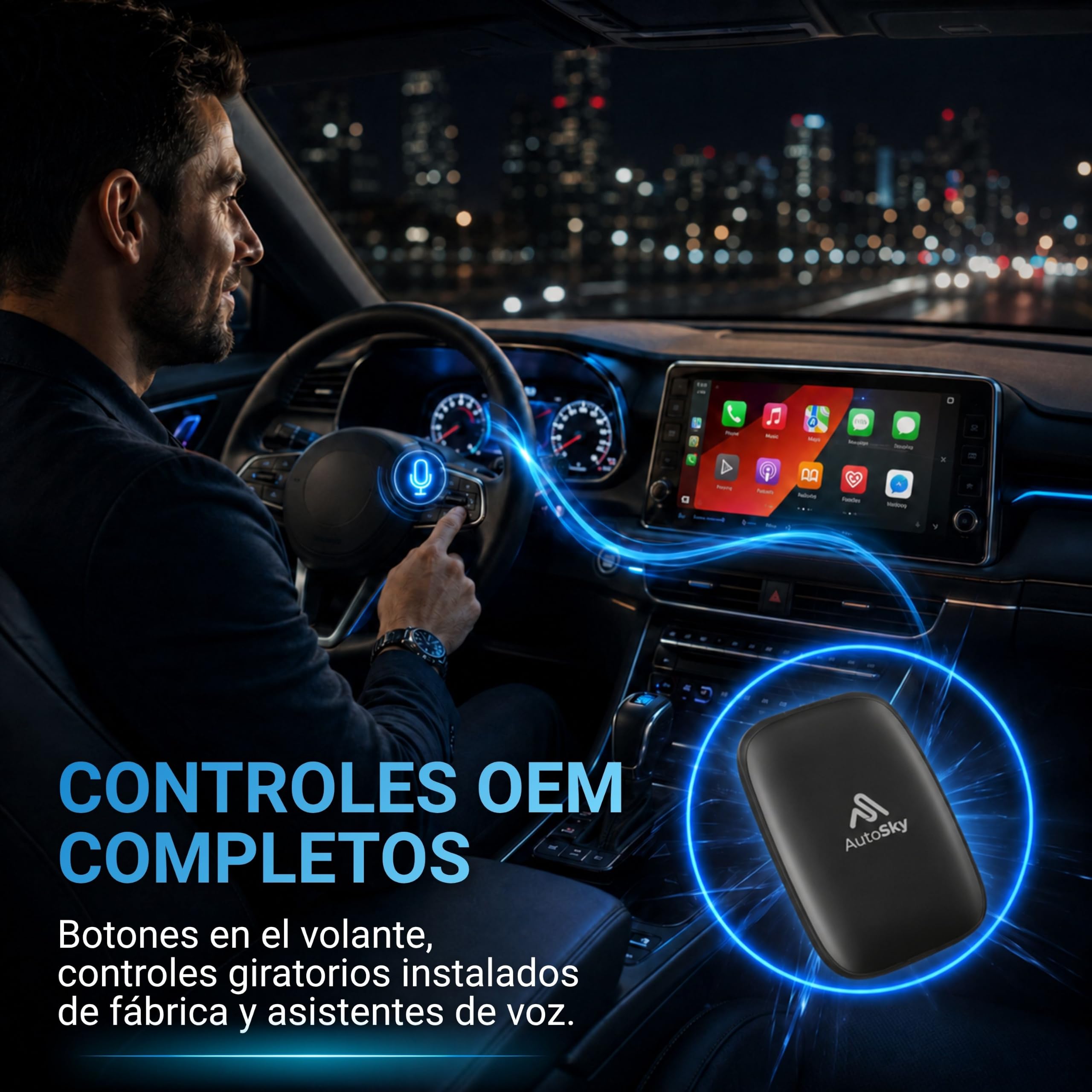AutoSky Ai Box Lite Air - Streaming on The Go, Netflix y Youtube en tu Coche. Convierte tu CarPlay con Cable en CarPlay inalámbrico o Android Auto
