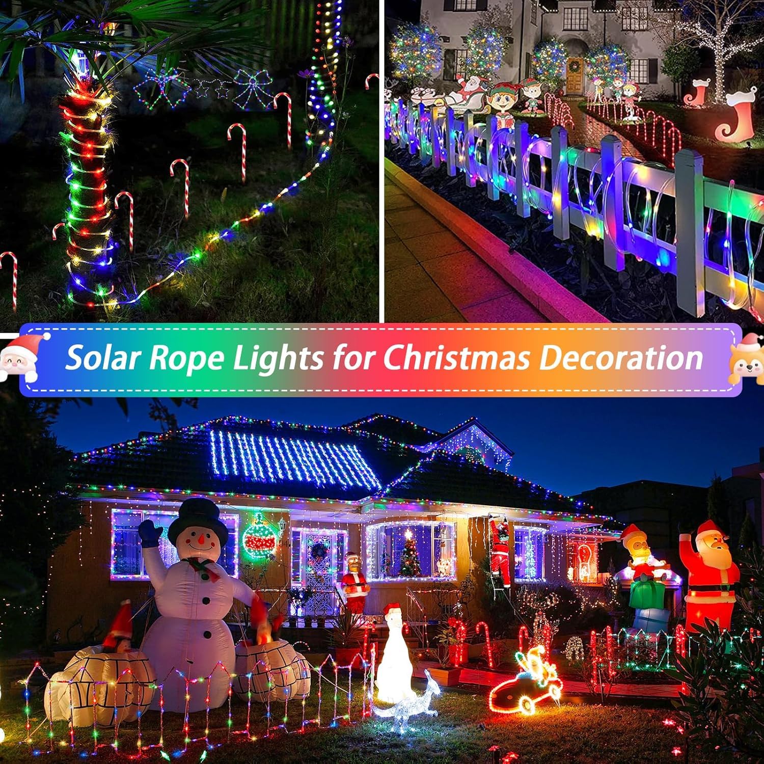 Lot de 2 lampes solaires de jardin, 200 LED, étanches avec 8 modes, corde lumineuse, arbre féérique, guirlande lumineuse pour Noël, terrasse, jardin, arbre de mariage et décoration de vacances