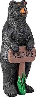 Alpine Bear Statue with Welcome Sign