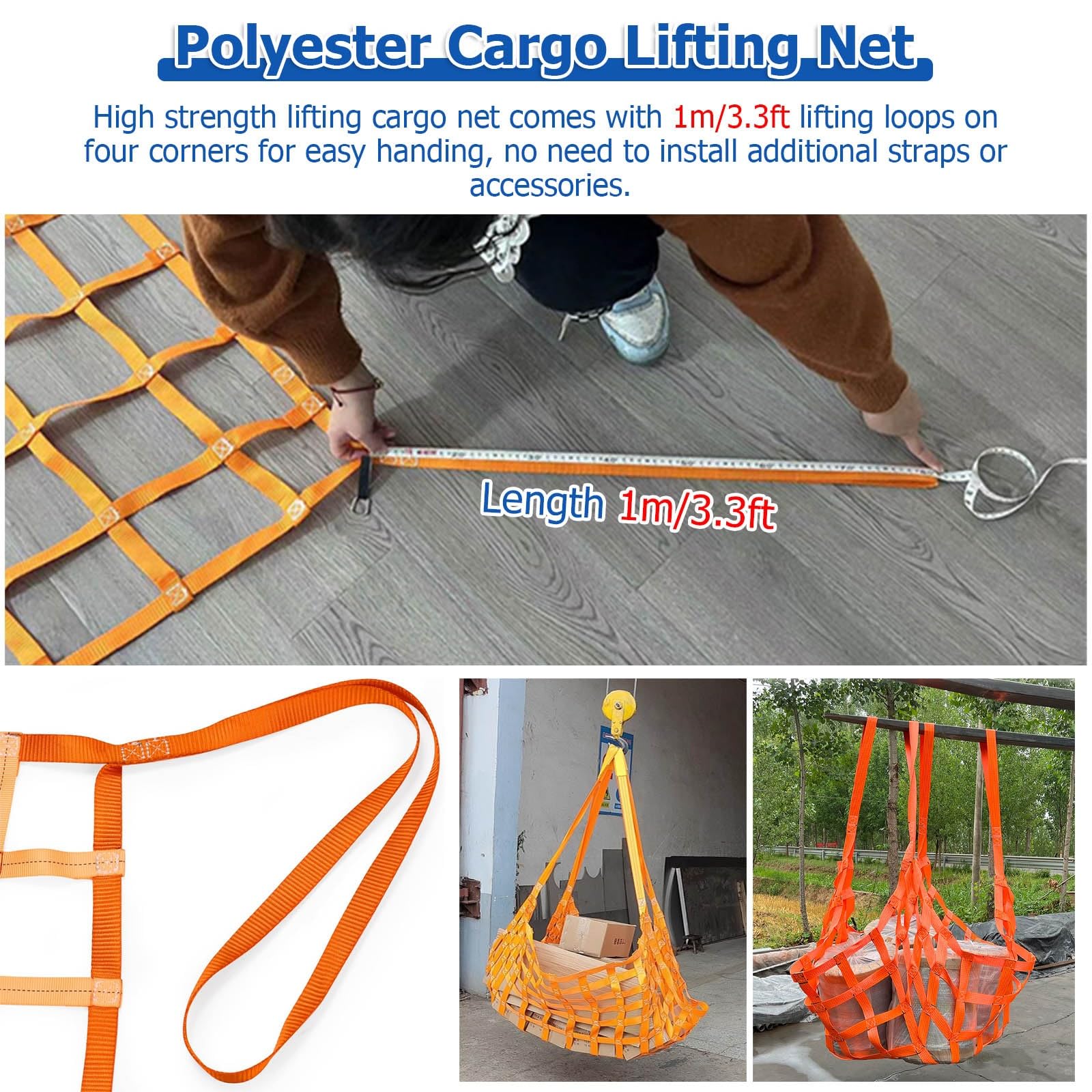 Reti di Sollevamento, Rete di Sollevamento per carichi Pesanti – Rete di Sollevamento in Nylon 1x1 m per edilizia, allestimenti, traslochi, cassone di Pick-up, SUV, rimorchi - capa