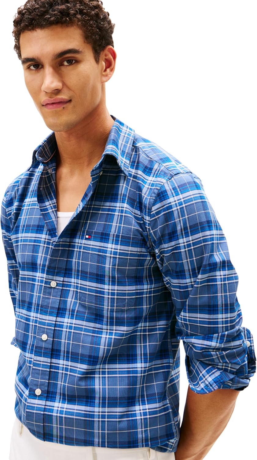 Tommy Hilfiger Mens Long Sleeve Oxford Shirts in Regular Fit, Men's Button Down Shirts, Also Available in Big and Tall - Image 2