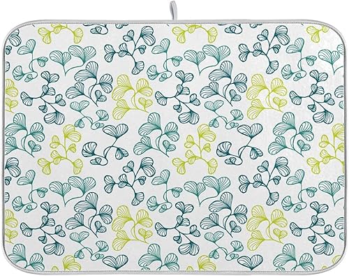 Unique Plant Leaf Pattern Dish Drying Mat Kitchen Countertop Mat Dish Drying Rack Matt Tapete Para Cocina 16'' x 18''