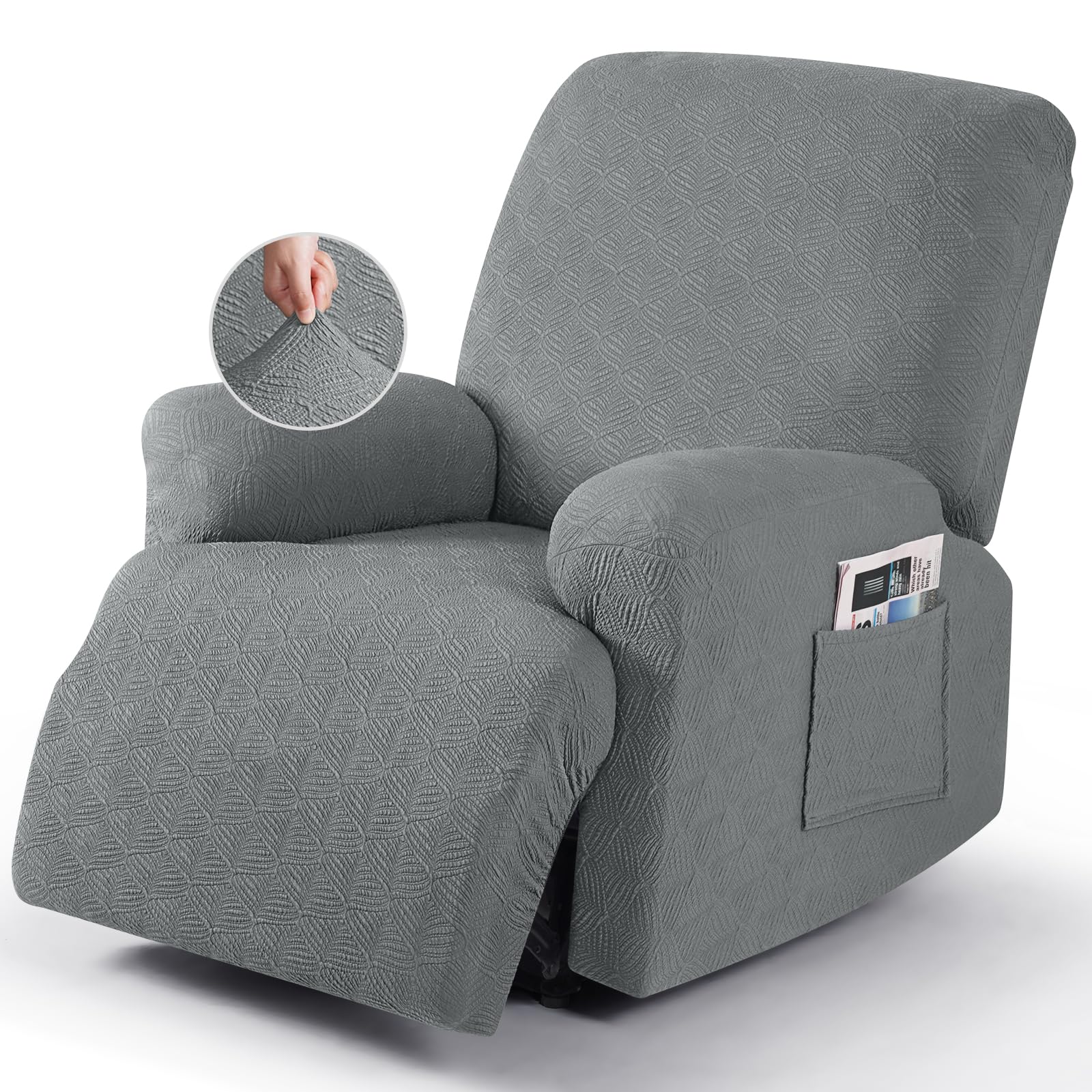 Timeles Recliner Covers Recliner Chair Covers Reclining Couch Covers Sofa Slipcovers Stretch Soft Washable (Single-Seater, Light Gray)
