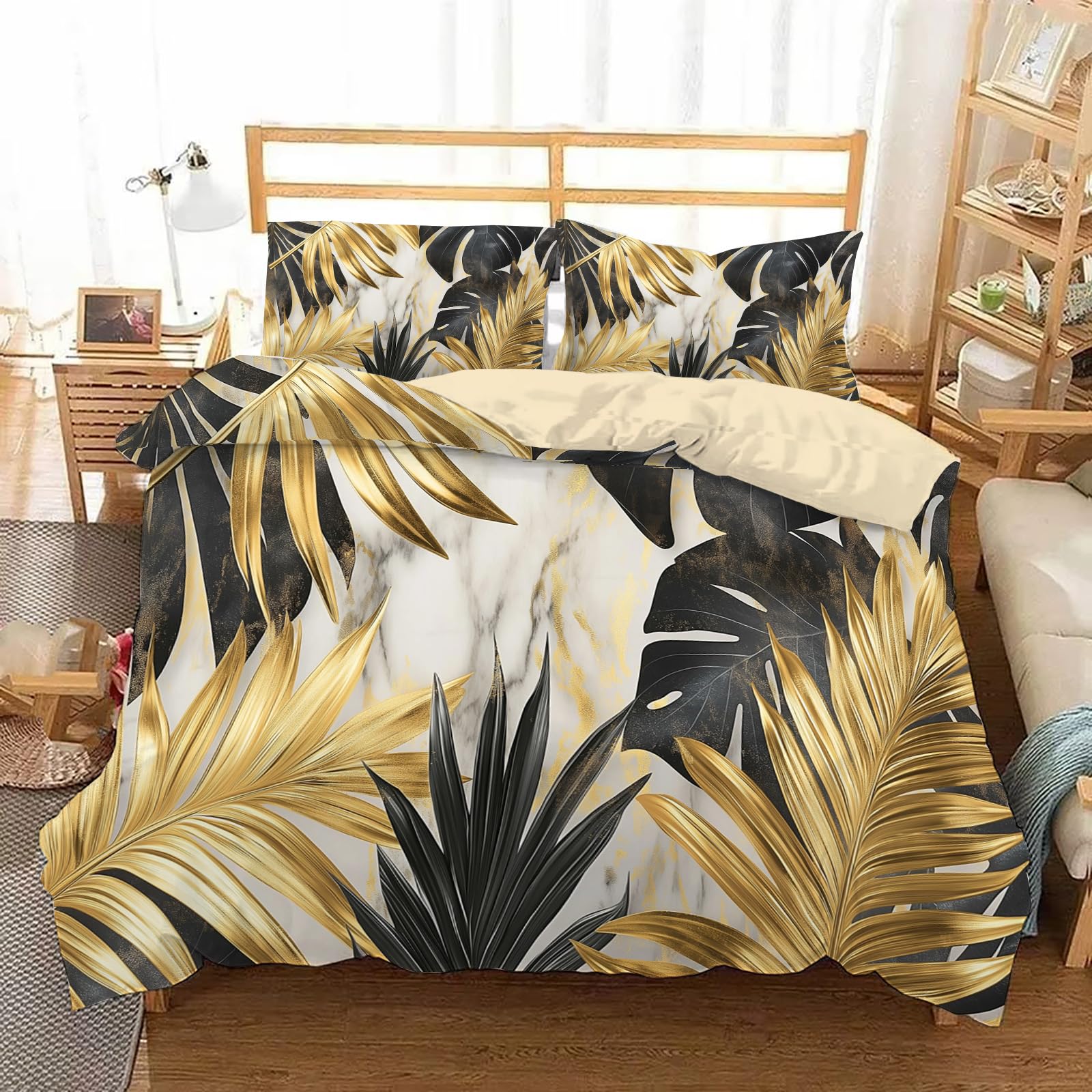 Housse de couette 200x200 marbre abstrait pour une ambiance de chambre parentale moderne et cocooning
