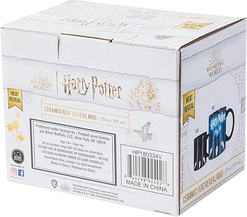 Miniatura 8 de Silver Buffalo Harry Potter Wand Reveal Heat Reveal - Taza de cerámica, 20 onzas