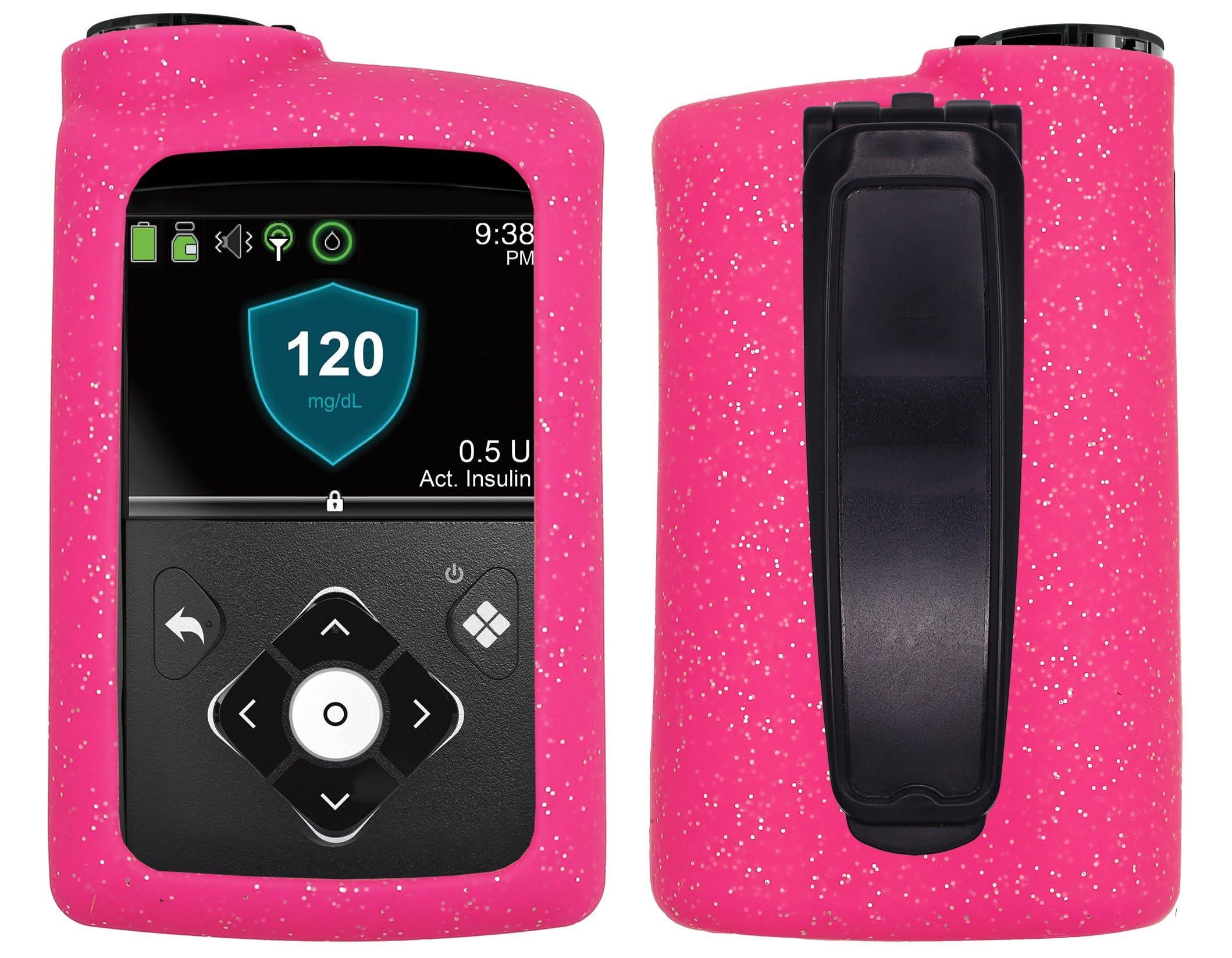 Premium Sequins Soft Silicone case for Medtronic Minimed Insulin Pump 630G/ 640G/ 670G/770G/780G (HotPink)