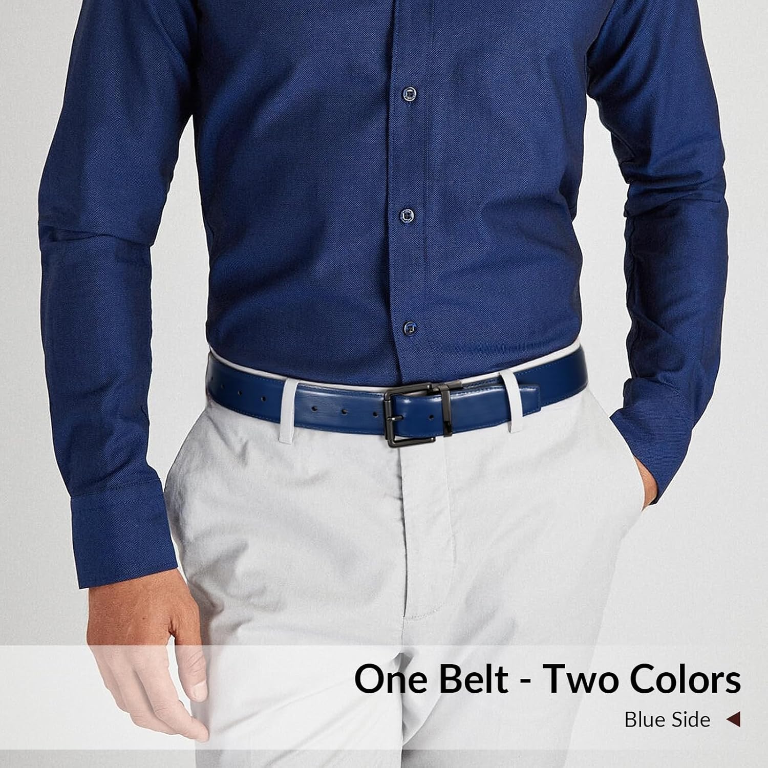 JASGOOD Men's Belt, Reversible Leather Belts for Men for Dress Pants, One Reverse For 2 Sides Casual Belt - Image 3