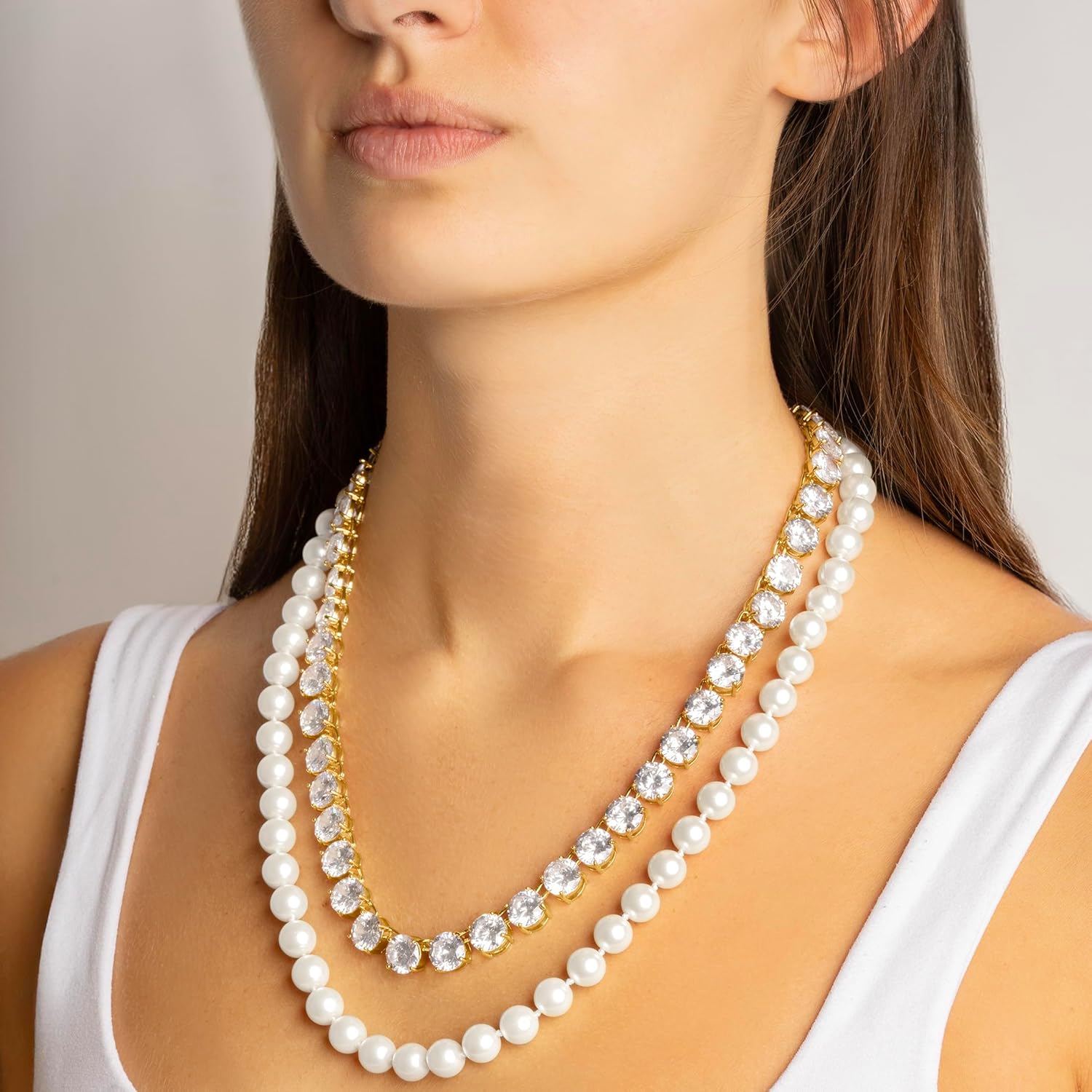 Martha Stewart Pearl and Crystal Necklace In Gold, 24 Inches For Women
