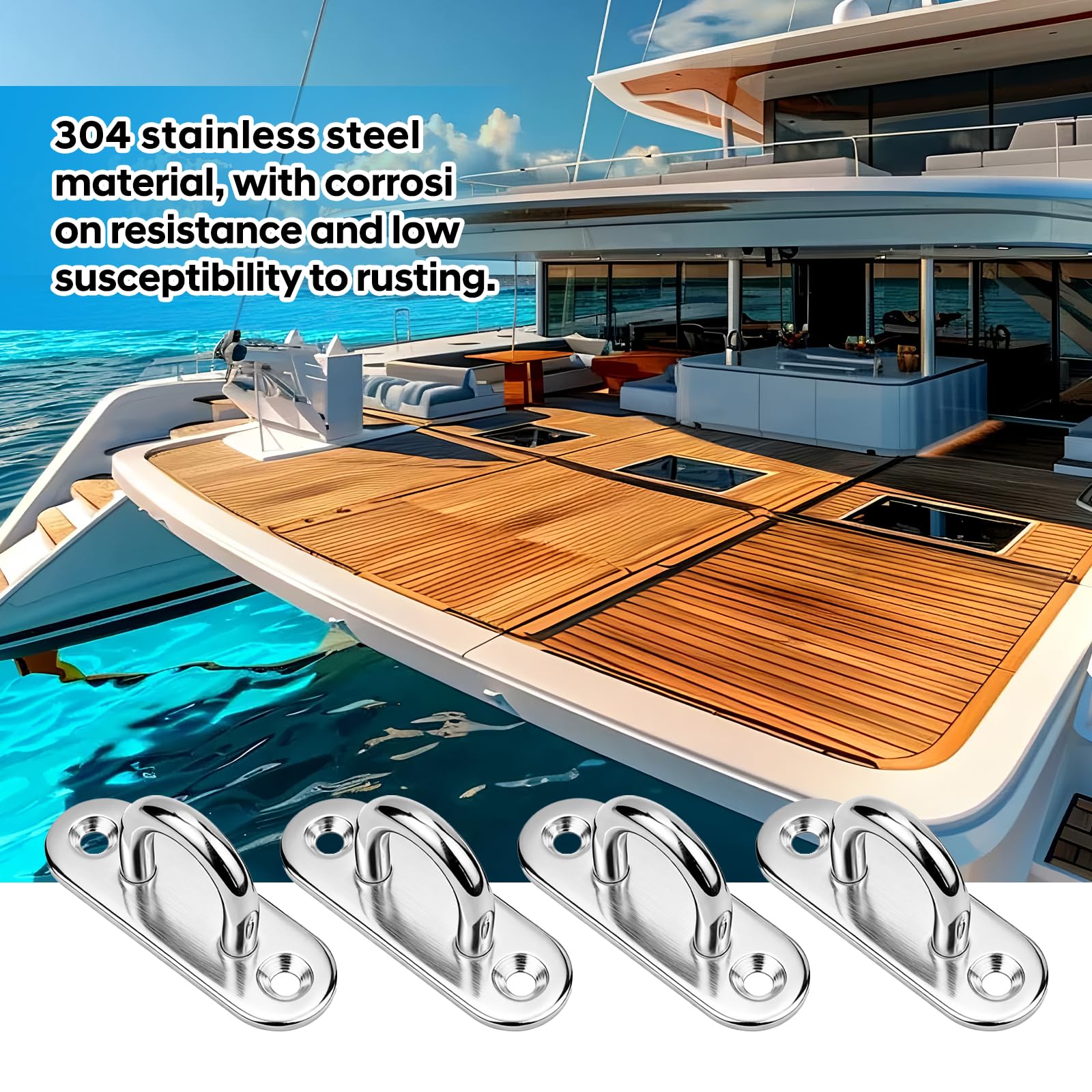 Stainless Steel Pad Eye Hooks - Heavy Duty & Rust-Proof -3