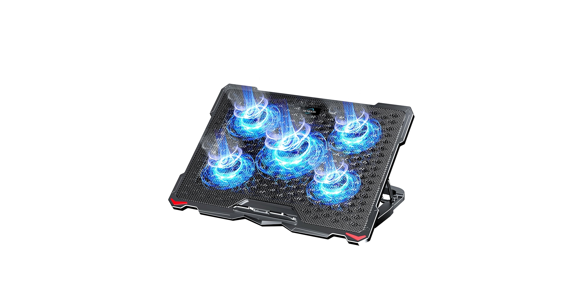 AICHESON Laptop Cooling Pad 5 Fans Up to 17.3 Inch Heavy Notebook Cooler, Blue LED Lights, 2 USB Ports, S035, Blue-5fans
