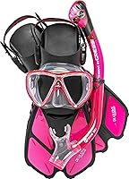 Cressi Ocean Snorkel Set: Adult Mask, Dry Snorkel & Adjustable Fins - Lightweight Travel Gear, Designed in Italy