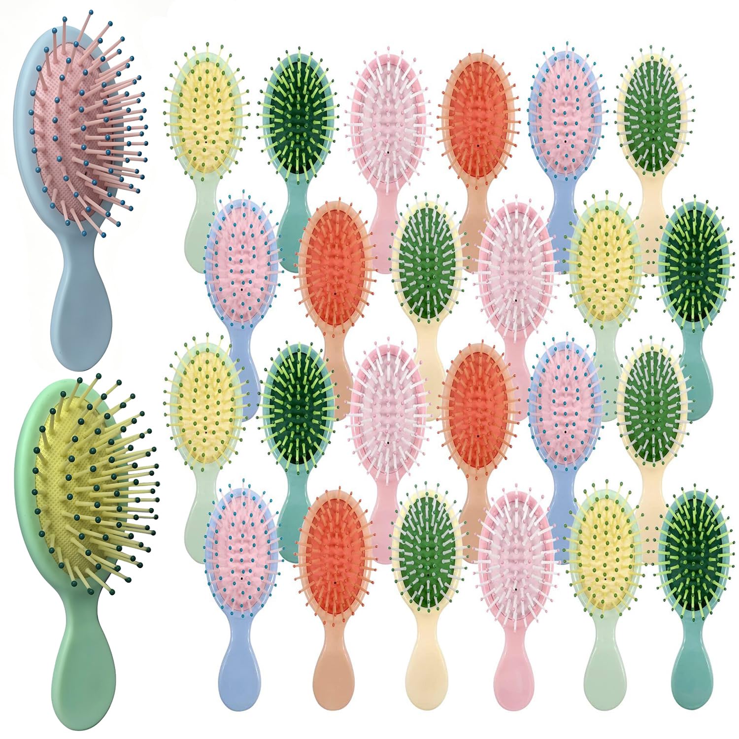 24 mini cepillos de pelo húmedo, cepillo de viaje para desenredar