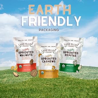 Lark Ellen Farm Sprouted Organic Certifed Walnuts Unsalted - Non GMO, Keto Snacks, Paleo, Gluten Free, Vegan, Organic, Plant Based, High Protein, Low Glycemic Index, Peanut Free Facility (10 oz (1 Pack))