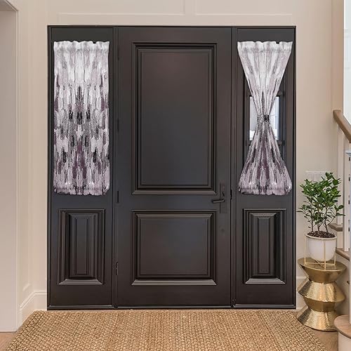 Miniatura 3 de Gradient Purple French Sidelight Front Door Curtain for Door Window, Short Small Side Door Drape Rod Pocket Drapery for Kitchen Patio,Abstract