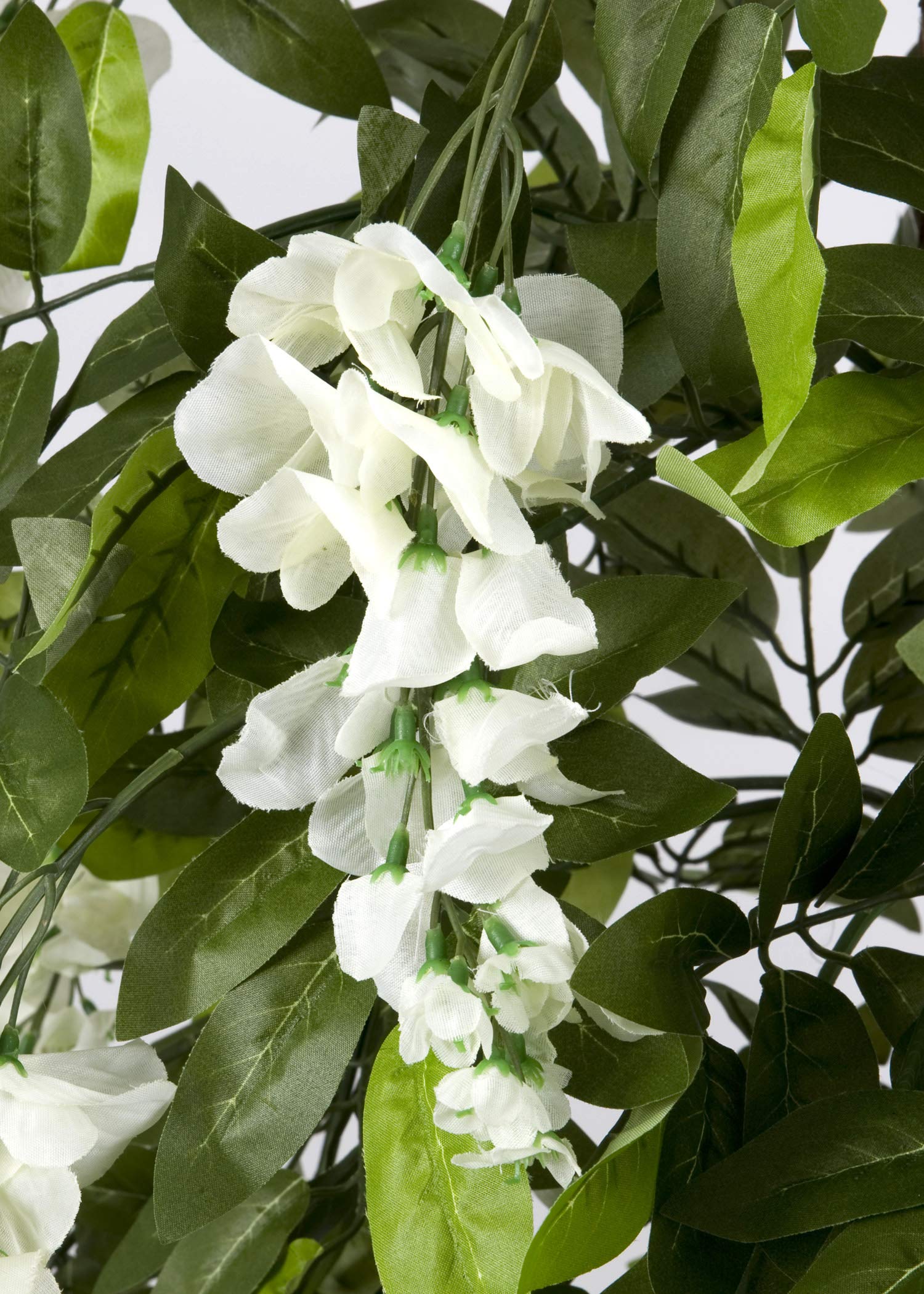 GreenBrokers Glycine Artificielle de qualité supérieure - 150 cm - Plante en Pot - Arbre Blanc - 150 cm