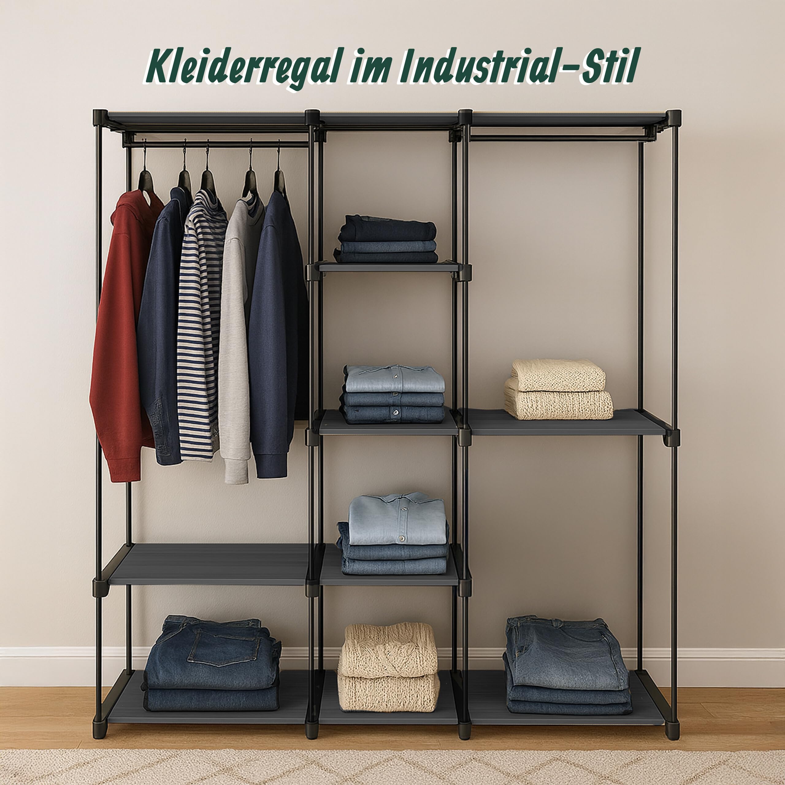 Relaxdays Garderobe, offener Kleiderschrank, Ablagen & Kleiderstangen, Kleiderständer, Flexibles Stecksystem, Farbwahl