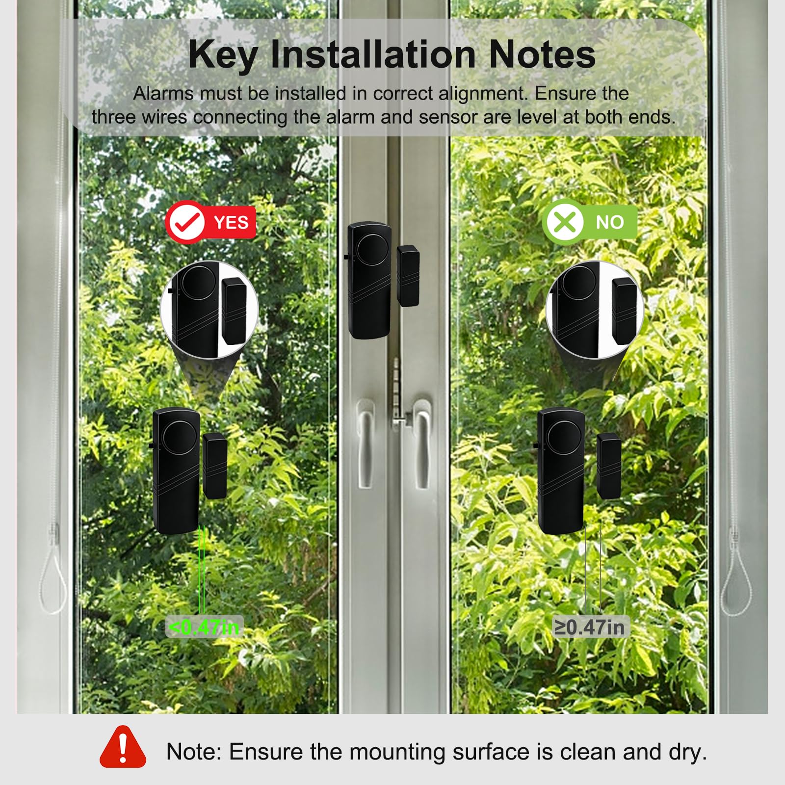 Alarma de puerta y ventana, sensor de seguridad para el hogar de 90 dB para seguridad de los niños, alerta de robo para casa, apartamento, oficina, hotel y ventana de piscina, color negro (paquete de