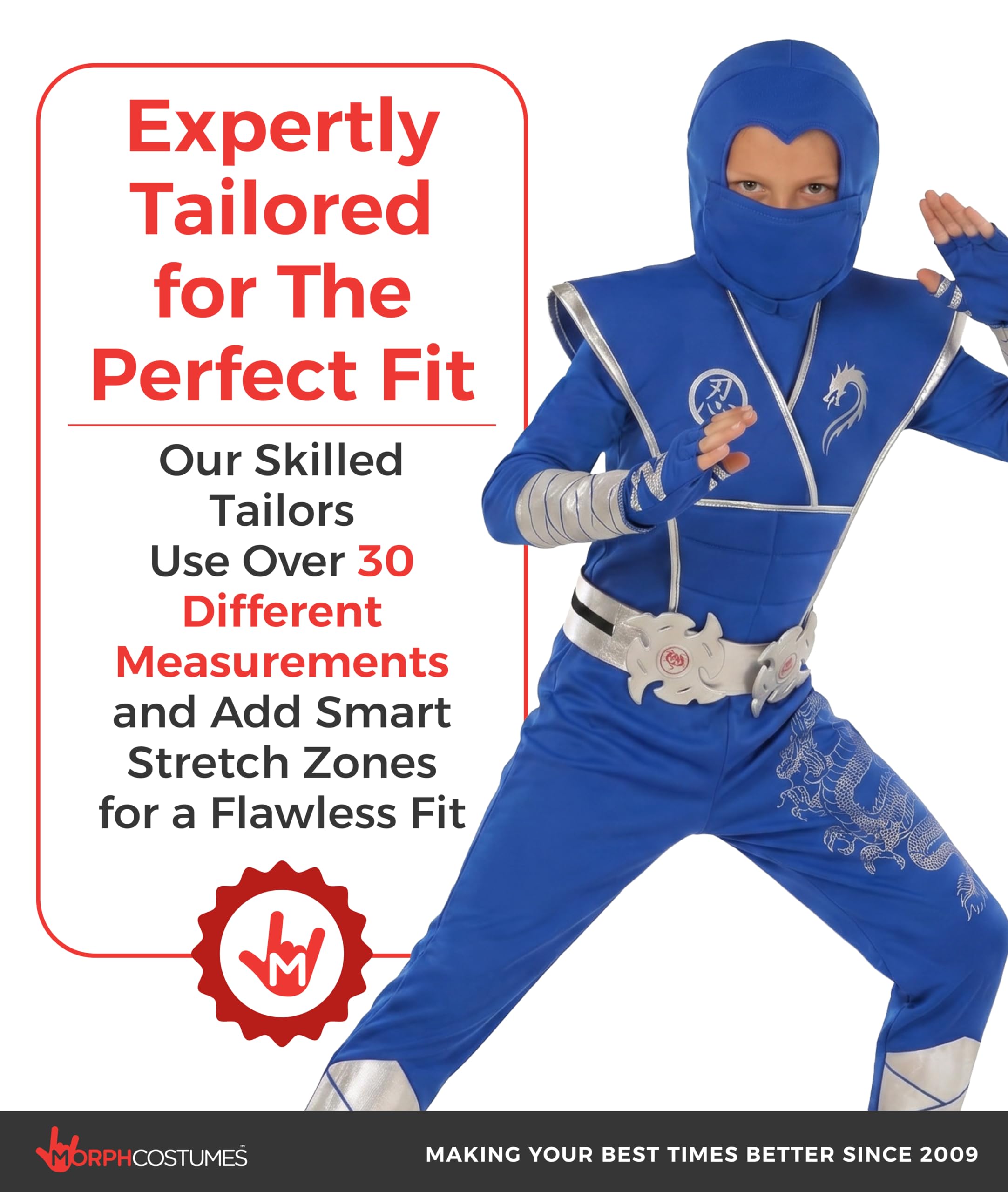 Morph Costume Ninja Bambino, Vestito Halloween Bambini, Costume Ninja Bambini Carnevale