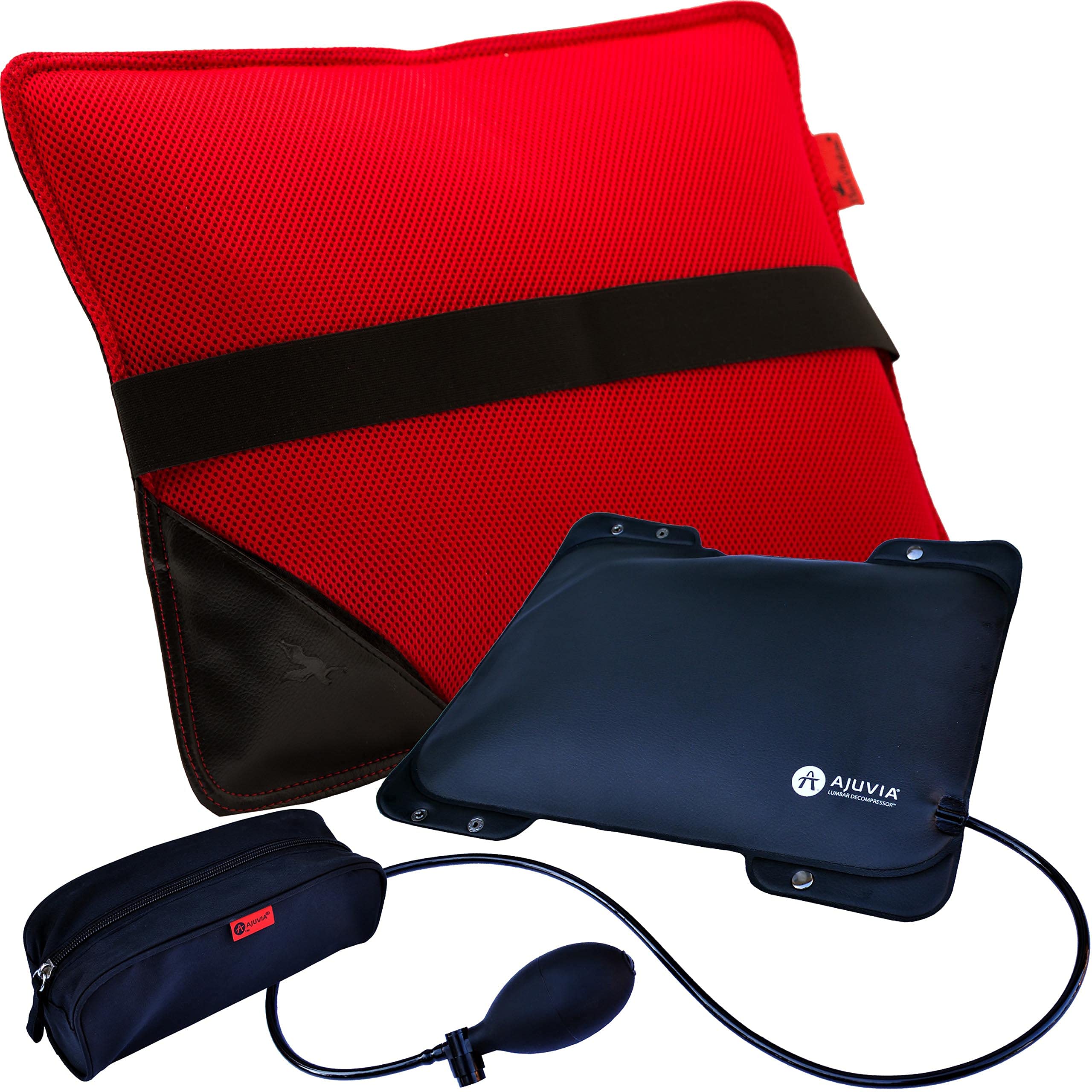 AJUVIABack Vitalizer Lumbar Pillow and Lumbar Decompressor™ Portable Lumbar Traction Device Bundle