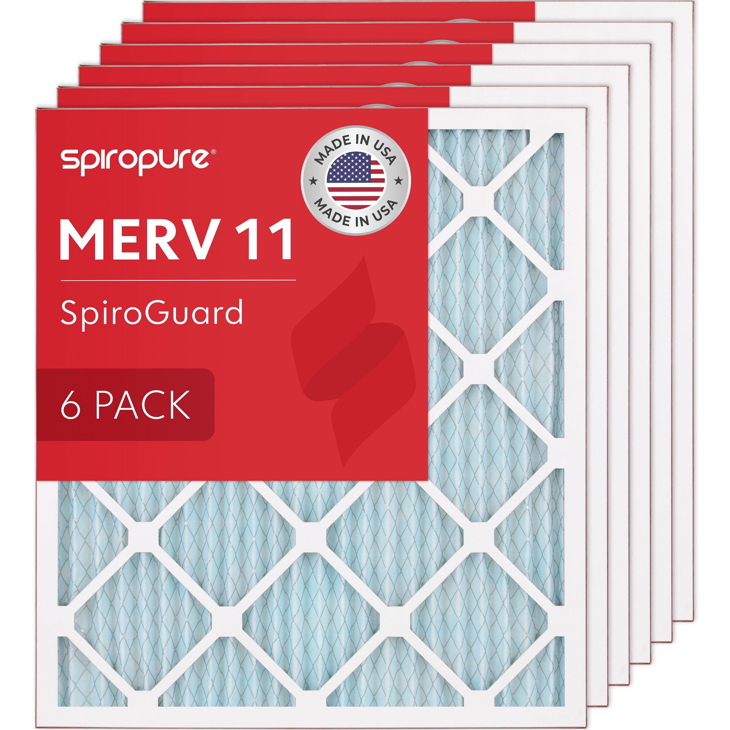 SpiroPure 16x18x1 MERV 11 Air Filters 6-Pack
