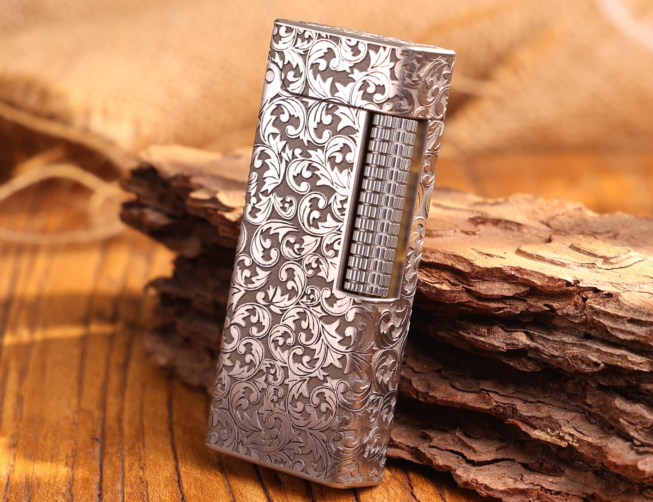 WDMART- TC4 Titanium Mechanical Trench Lighter Retro Soft Flame Oil Lighter Cool Open Flame Kerosene Lighters one Click