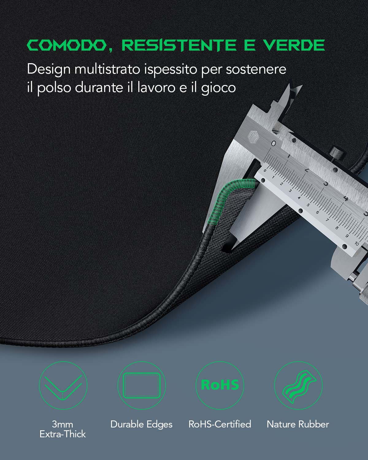 Black Shark Tappetino Mouse XXL 1200x600, Grande Mouse Pad Gaming con Superficie Impermeabile, Tappetino Scrivania con Base in Gomma Antiscivolo per per Tastiera Ufficio, Nero