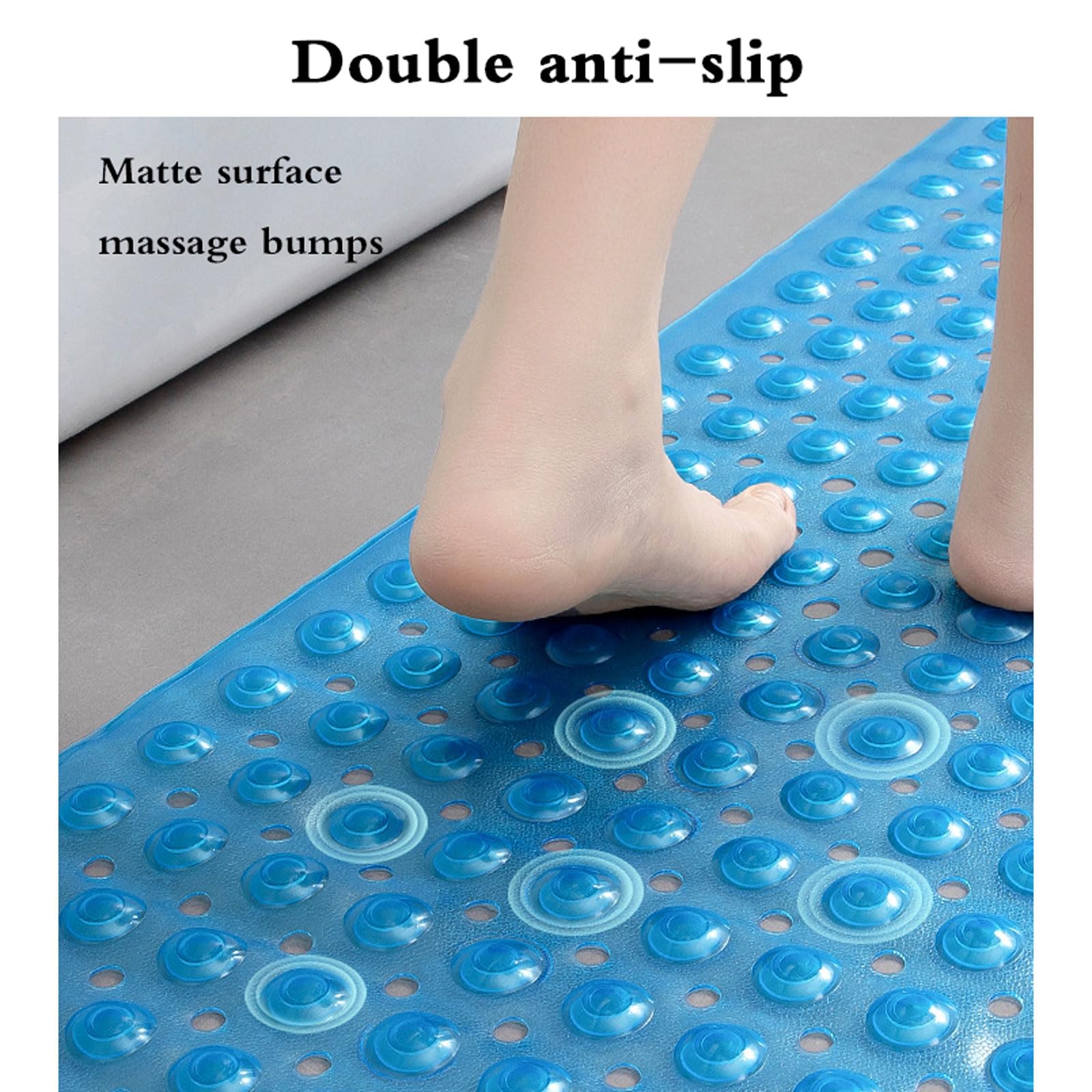 Alfombrilla de Ducha， Alfombra De Baño Antideslizante Confort,Extra Larga,con Orificios Drenaje Y Ventosas,Tacto Suave,Adecuado for Usar En Baños,Duchas,Cocinas(Transparent Gray)