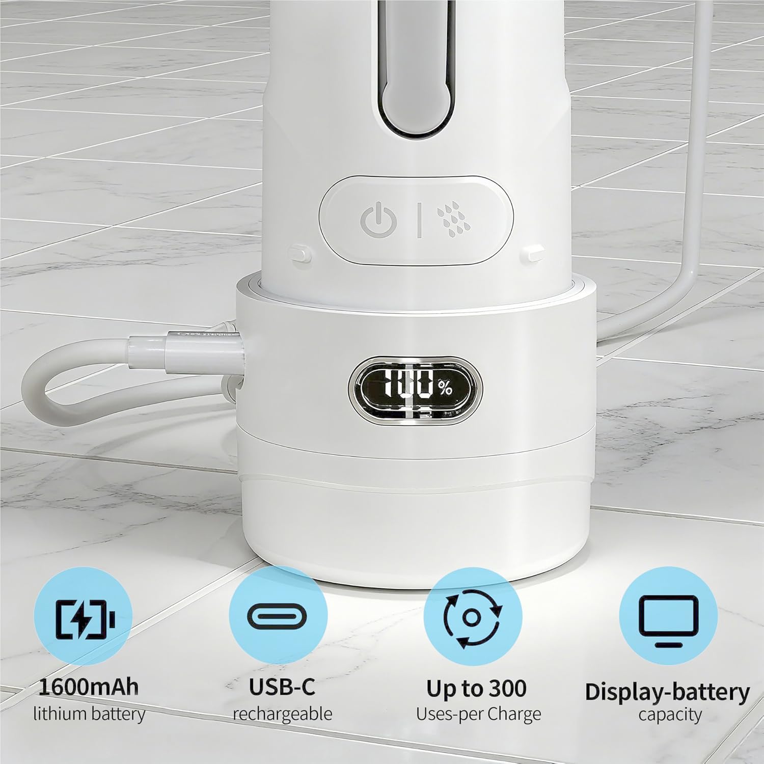 Portable Bidet for Travel, Personal Hygiene Sprayer Bottle for Women & Men, Mobile Bidets Portatil for Toilet,Rechargeable Electric Handheld High-Pressure Foldable USB-C Battery-Powered (White)