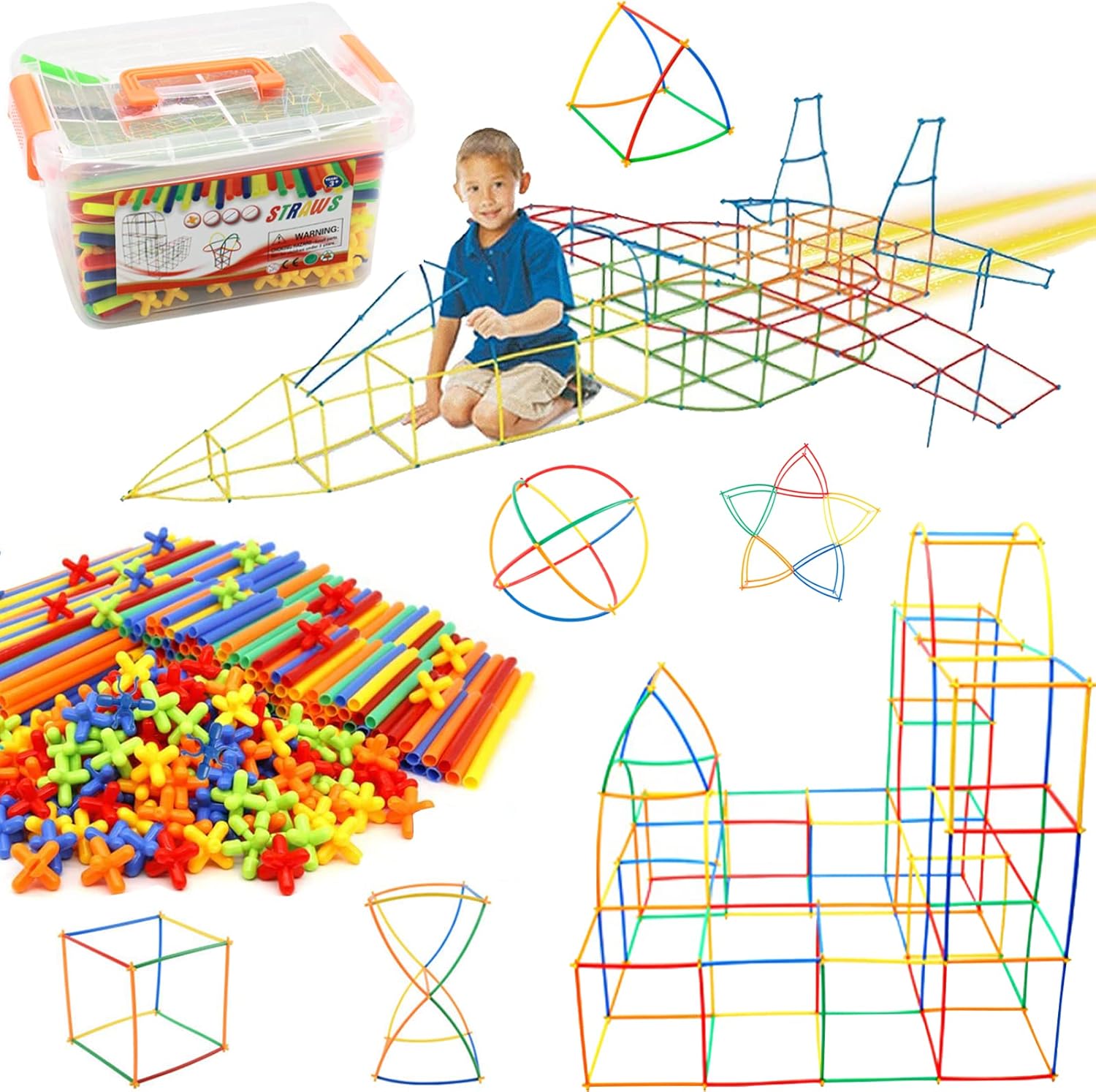 MiKoom 400 PCS Straws Connectors, STEM Toys Straw Constructor Building