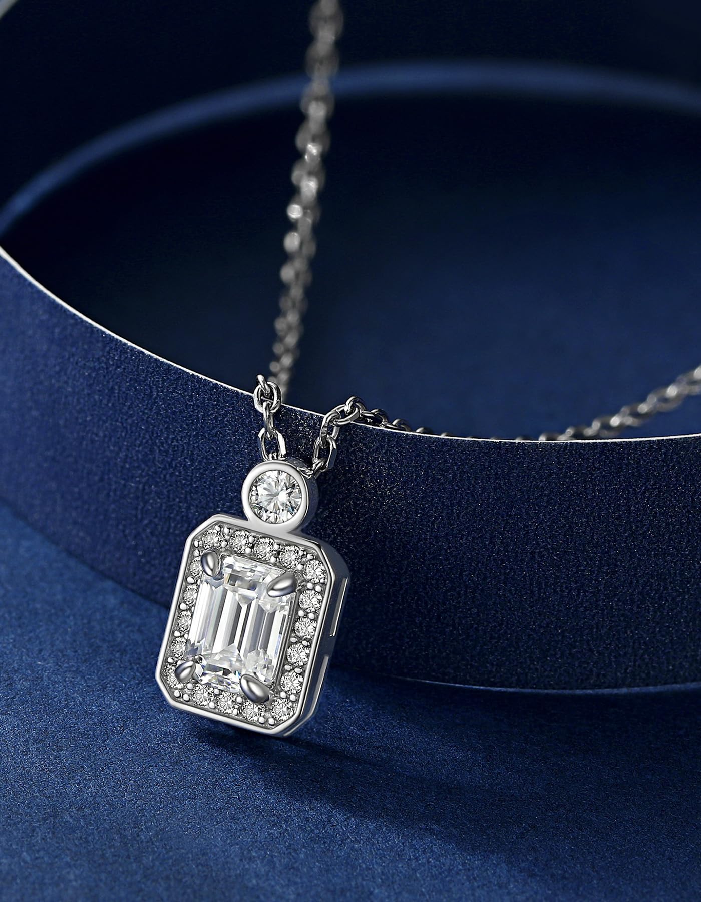 MomentWish Collana Punto Luce Donna, 1 Carato Moissanite Collana Donna Regalo Festa della Mamma Argento 925 Halo Pendente Regalo Compleanno Fidanzata