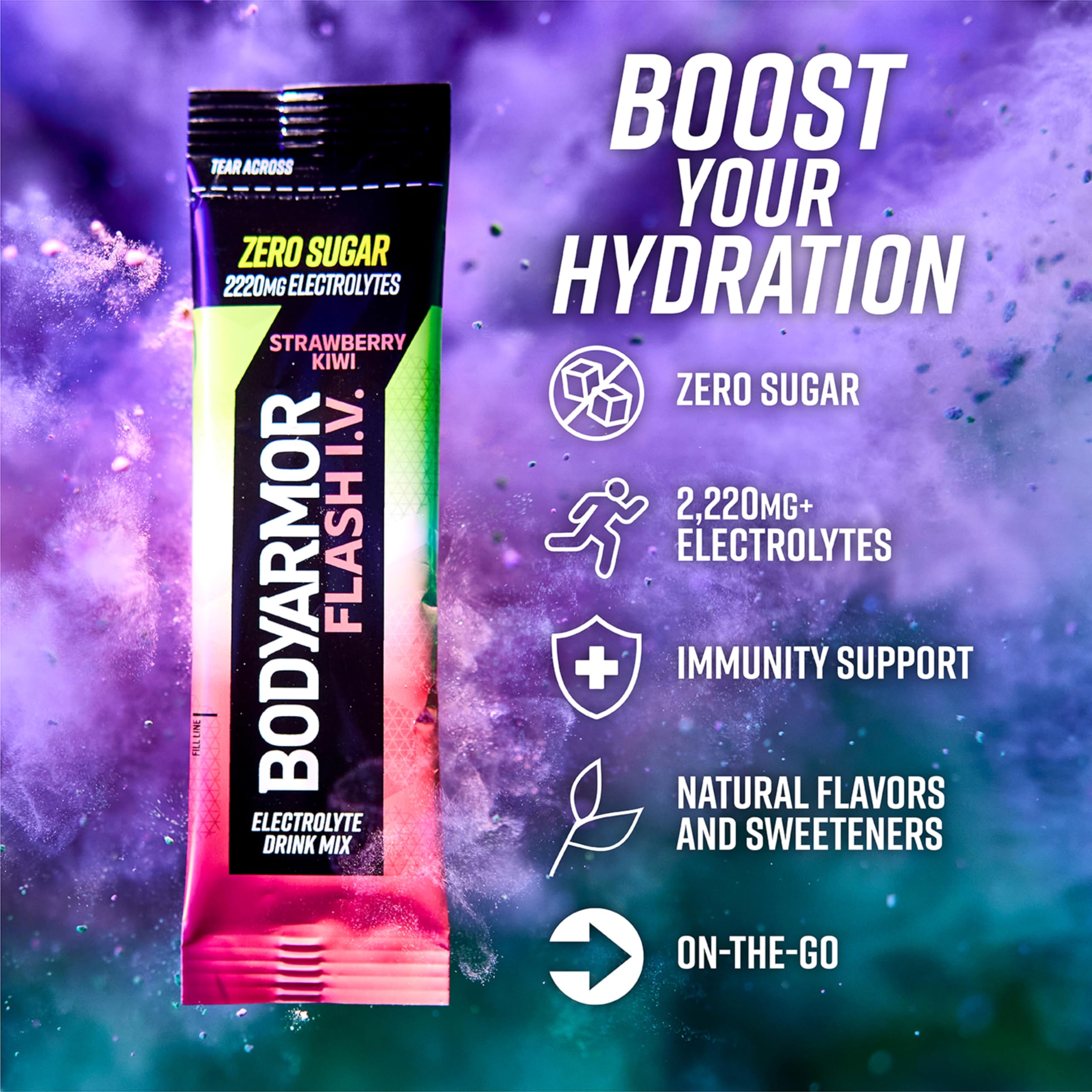 BODYARMOR Flash IV Zero Sugar Electrolyte Mix, Strawberry Kiwi, 15 Ct — Amazon image 2