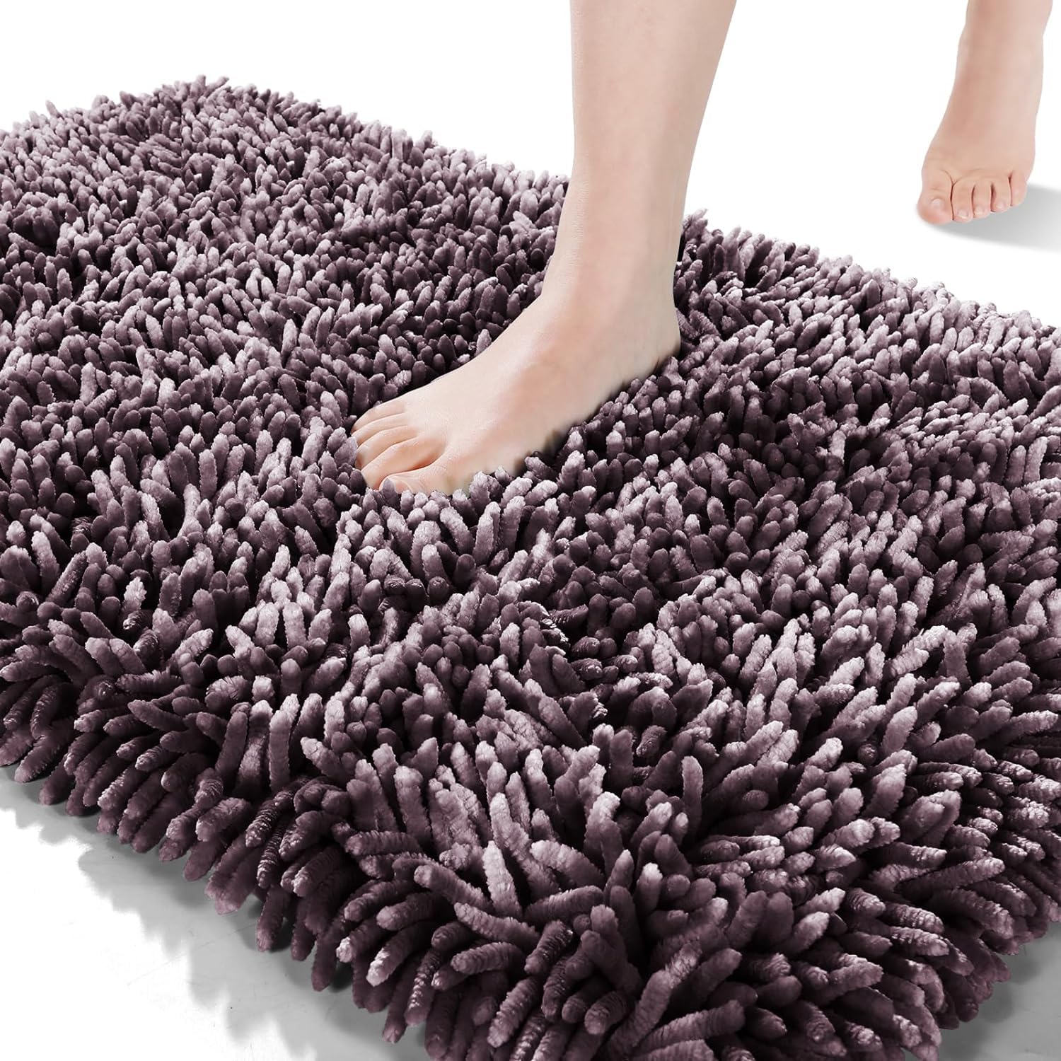 Yimobra Luxury Chenille Bath Mat, Extra Soft and Absorbent Shaggy Bathroom mats Non Slip, Machine Washble Dry