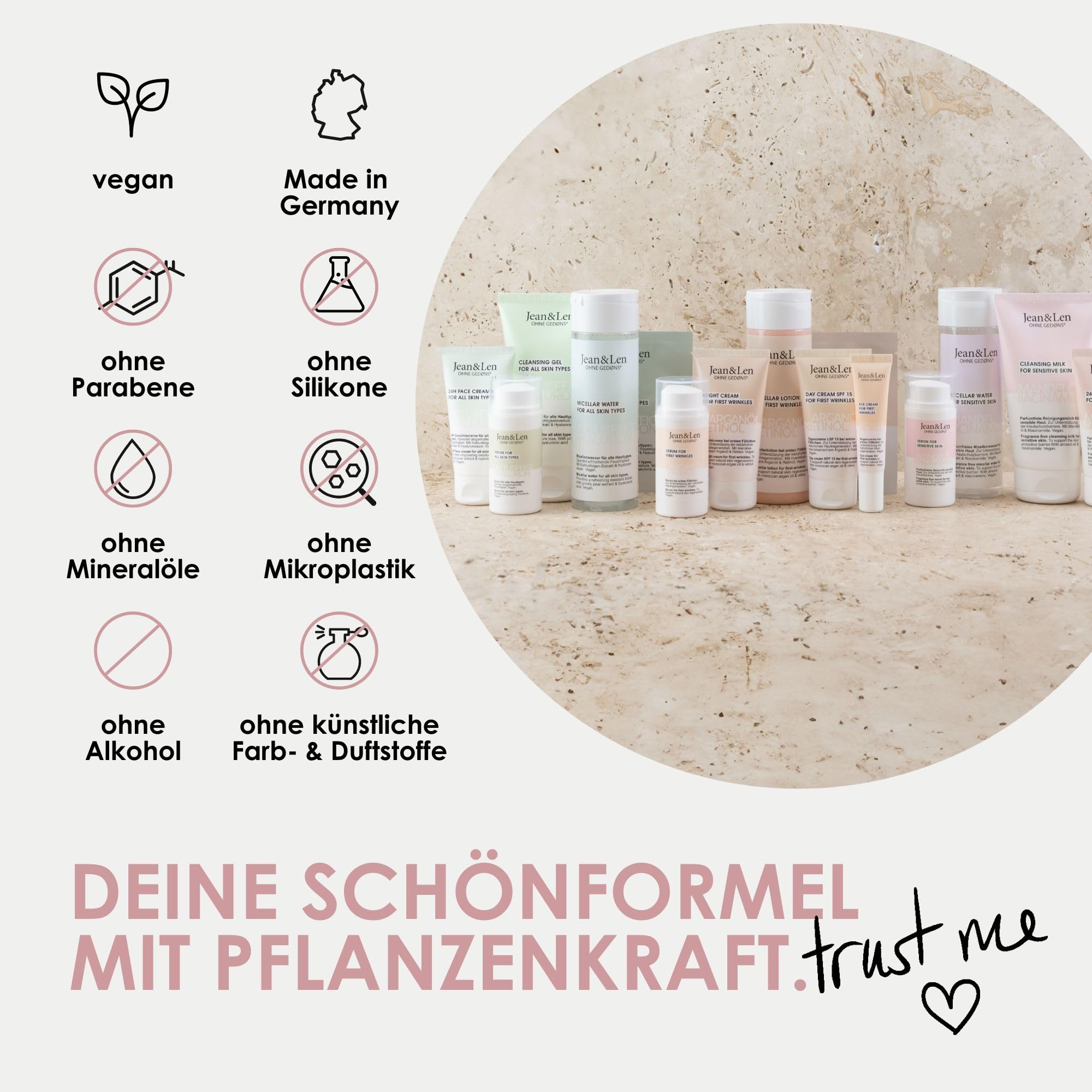 Jean & Len Woda micelarna bez perfum, migdał i niacynamid, nadaje się do skóry wrażliwej, pomaga w łagodzeniu skóry, delikatnie oczyszcza skórę, bez parabenów i silikonów, wegańska, 200 ml