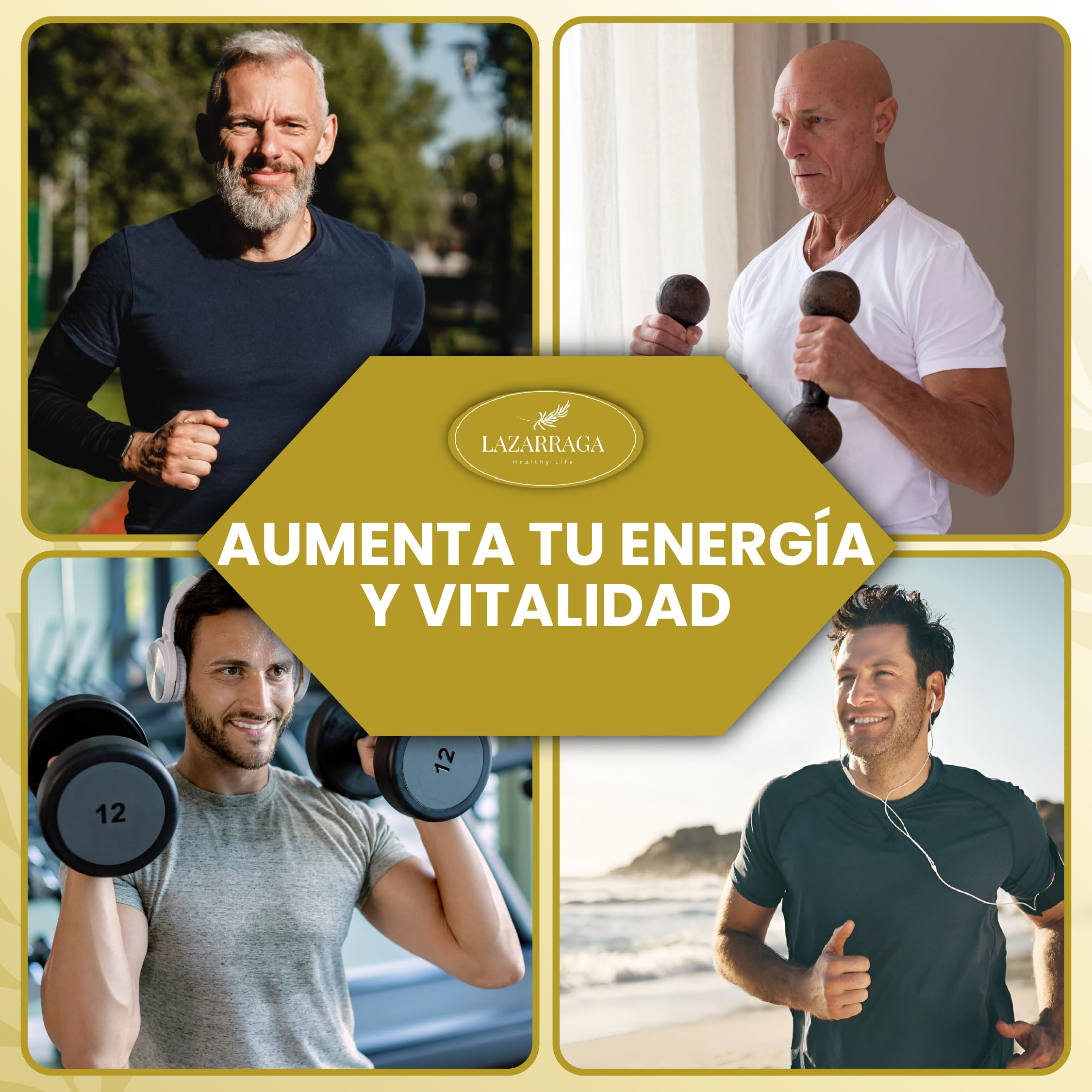 TRIBULUS TERRESTRIS POTENTE 4 EN 1 con Maca Andina + Arginina + Zinc | Vitaminas para el Cansancio para Hombres | Fuerza y Energía | 90% Saponinas | 180 Cápsulas Veganas | 2 Meses | Lazarraga