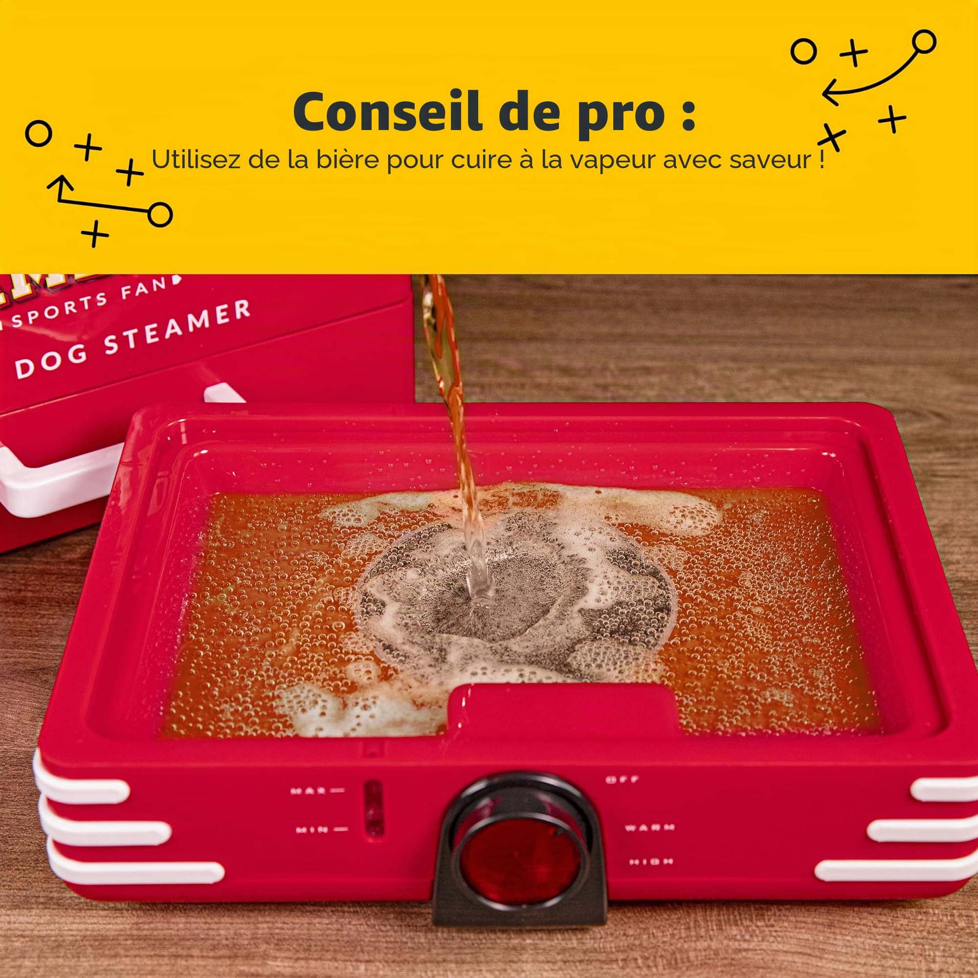 Nostalgia Game Day Hot Dog Serpillère pour Chignon et 20 Chiens et 8 briochons, Autocollants pour Pot à Vapeur, légumes, Pommes de Terre et Autres apéritifs ou Garnitures