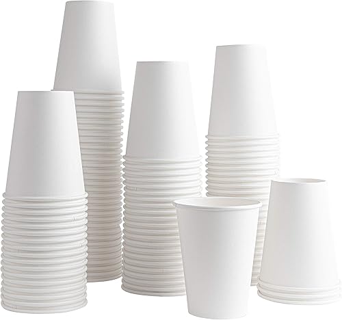 Miniatura 7 de PLASTICPRO Paquete de 100 con tapas Taza de café desechable de papel de 12 onzas con tapas para bebidas expresas frías o calientes té café chocolate