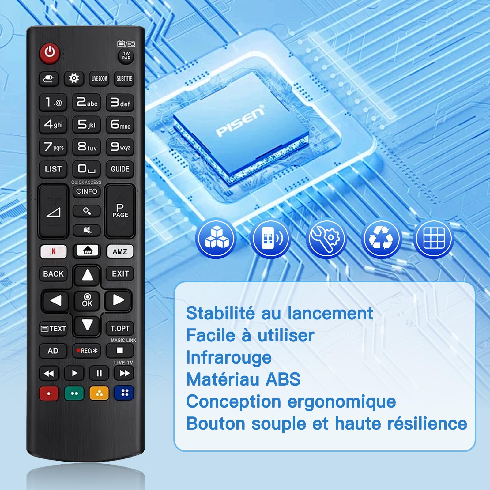 LG AKB75095308 Télécommande Universelle Compatible Tous Téléviseurs LG Smart TV LCD LED 4K 8K Netflix