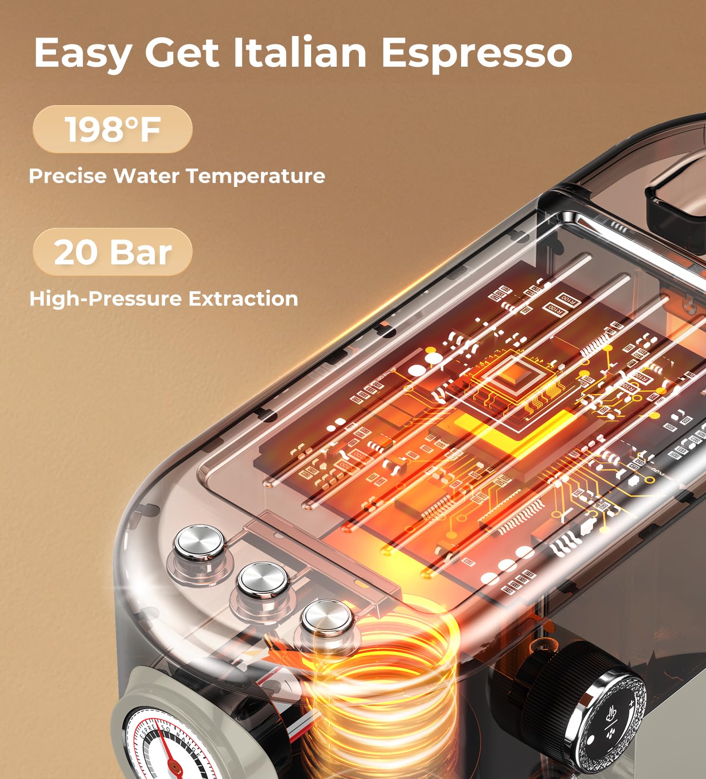 atatix Espresso Machine with Milk Frother, 20 Bar Pressure Espresso Maker view 5