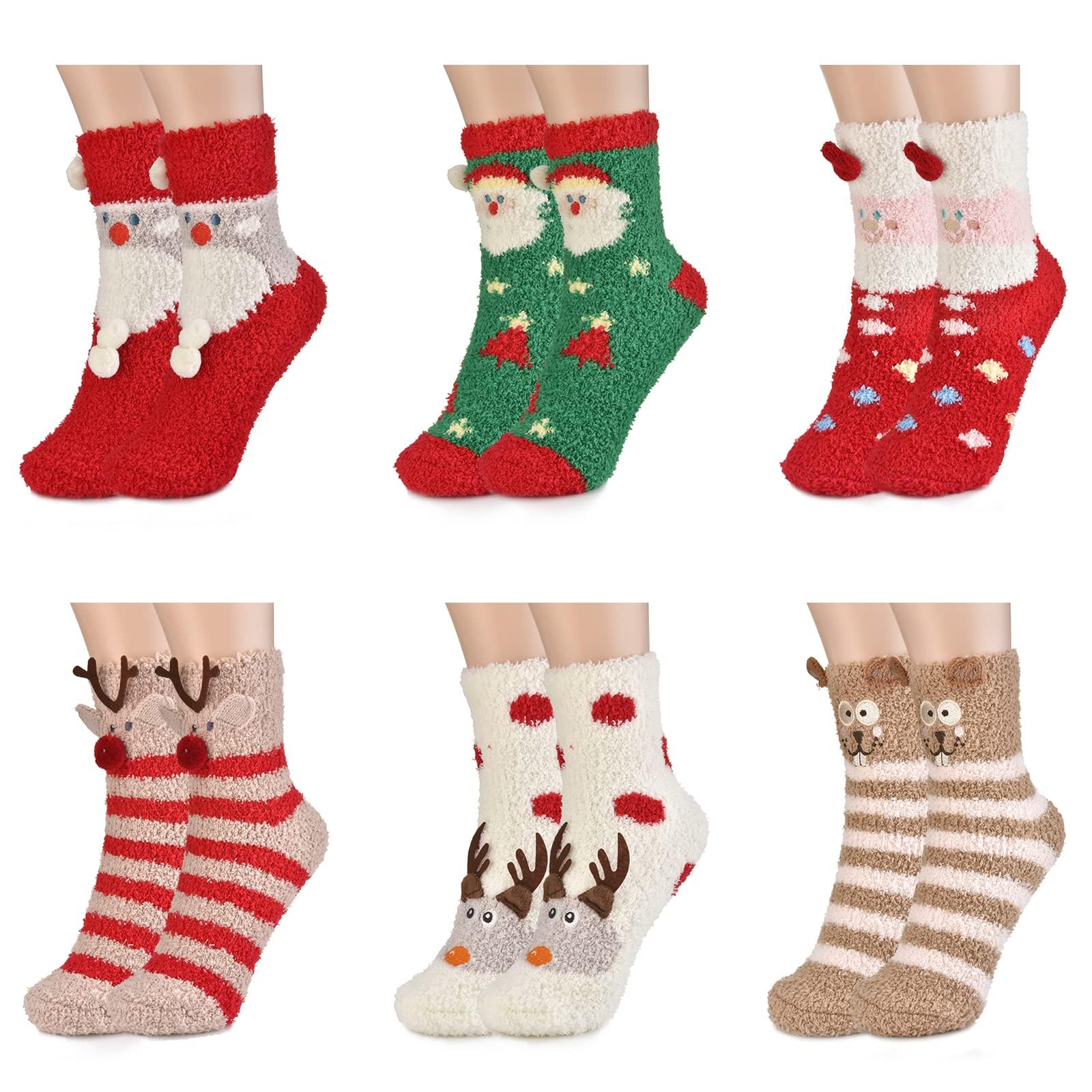 Spetsbst 4 paar knuffelsokken voor dames, wollige bedsokken, warme knuffelsokken, cupcake-sokken, kerstcadeaus voor vrouwen, bedsokken, warme knuffelsokken, winter, kerstcadeaus