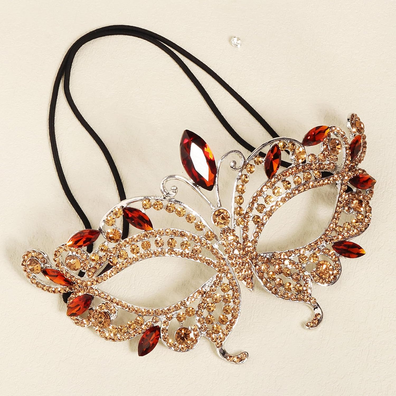 Masquerade Mask for Women-Women Luxury Rhinestone Elegant Butterfly Design Blindfold for Ball Party (06_orange) Masquerade Mask for Women-Women Luxury Rhinestone Elegant Butterfly Design Blindfold for Ball Party (06_orange)
