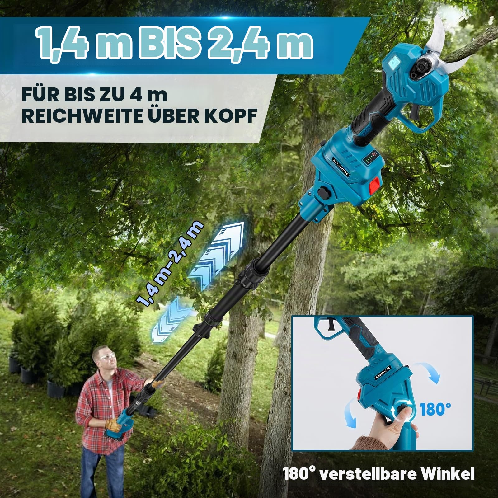 Elektrische Astschere Kompatibel mit Makita 18 V,Öffnung 60 mm,4-Gang