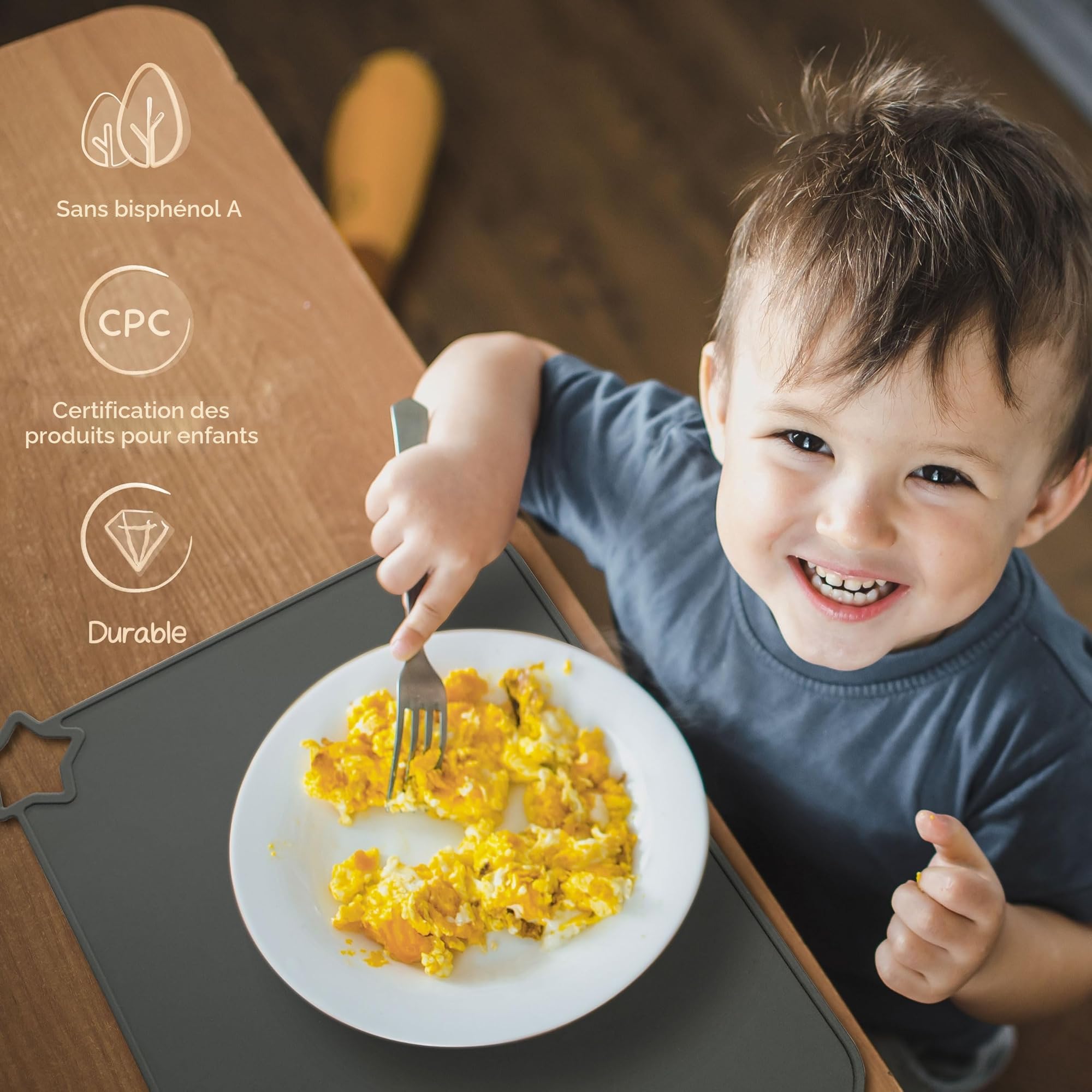 Moonkie Lot de 2 Sets de Table en Silicone antidérapants et résistants aux Taches pour Enfants et Tout-Petits