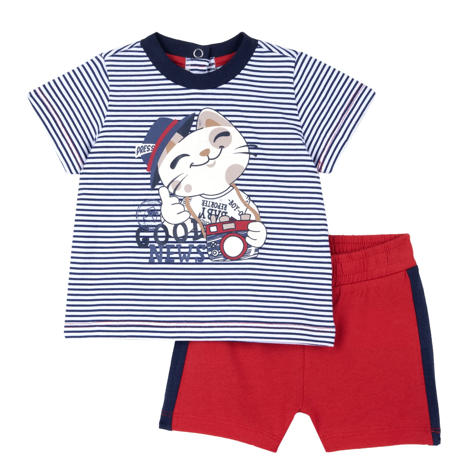 Chicco Conjunto compuesto por una camiseta con lindo gato y pantalones cortos, multicolor