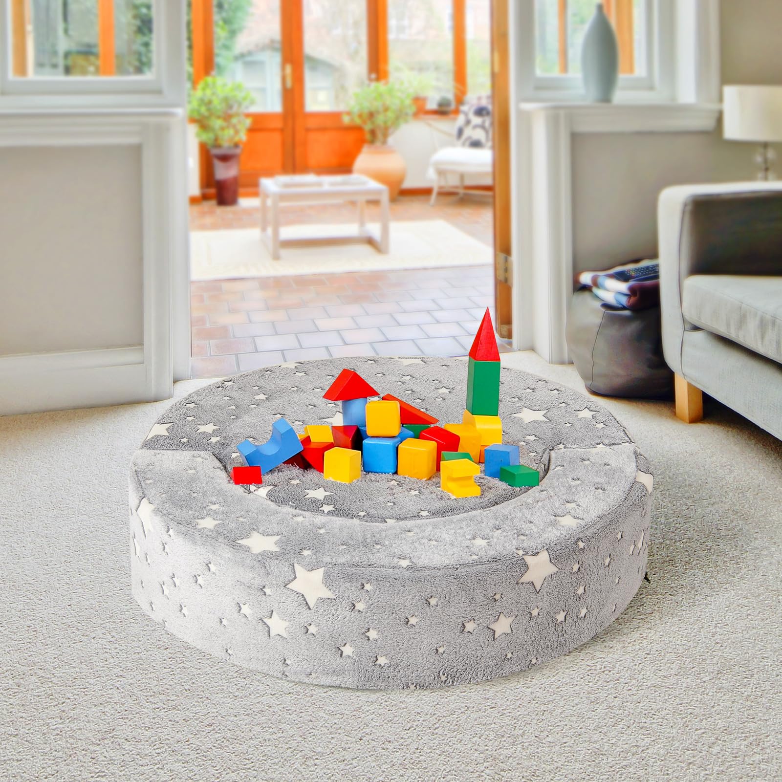 RELAX4LIFE Divano Luminoso per Bambini, Materasso 2-in-1 con Fodera Removibile e Lavabile, Cuscino in Spugna ad Alta Densità, Divano Convertibile per Soggiorno, Stanza dei Giochi, Bambini 3 + Anni